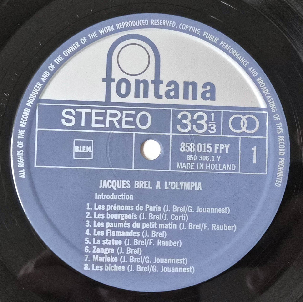 Jacques Brel – À L’Olympia – 12″ Vinyl LP – 1964 – NM