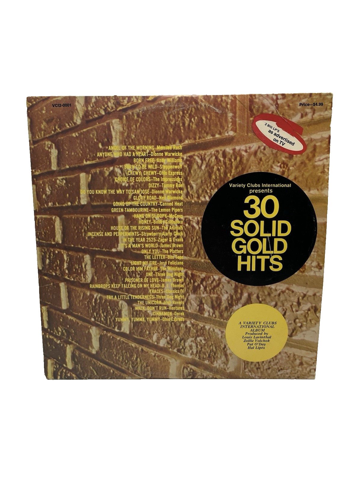 Various Artists~ 30 Solid Gold Hits~ 2 Lp’s ~ Vinyl LP Variety Clubs VC12-0001