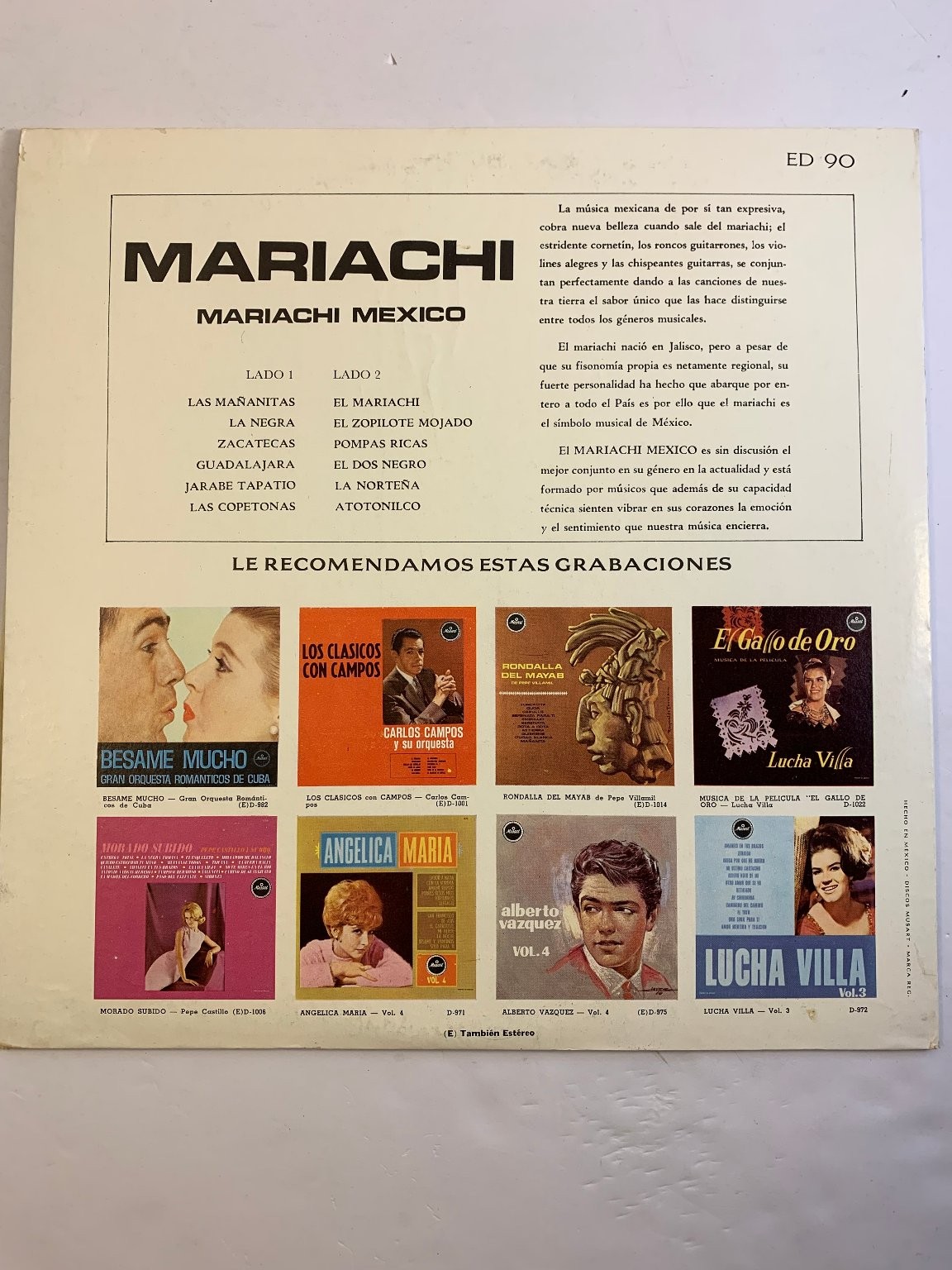 Mariachi Mexico – Mariachi LP Record Musart Latin Mariachi 33 RPM