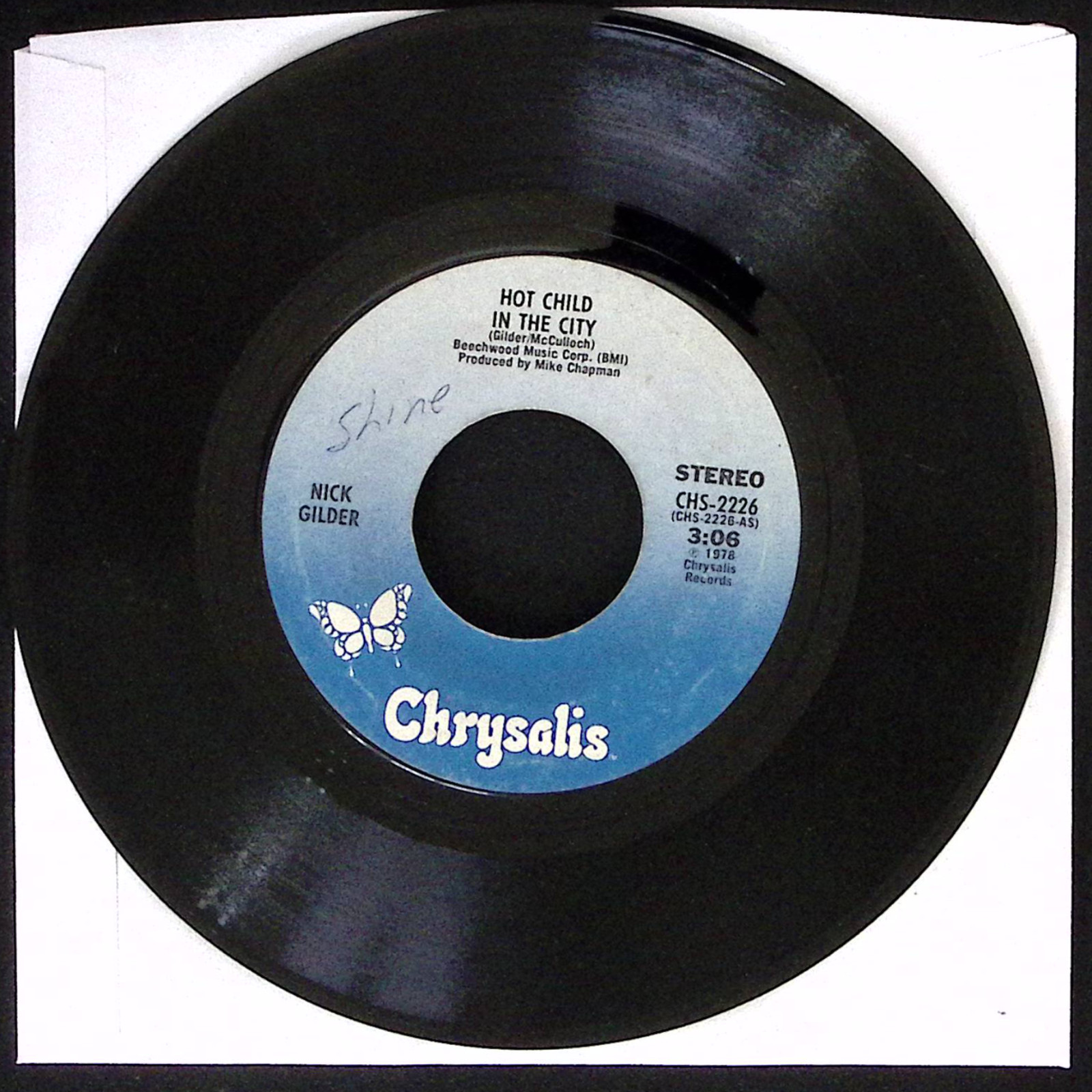 NICK GILDER HOT CHILD IN THE CITY/BACKSTREET NOISE VINYL 45 VG 44-113