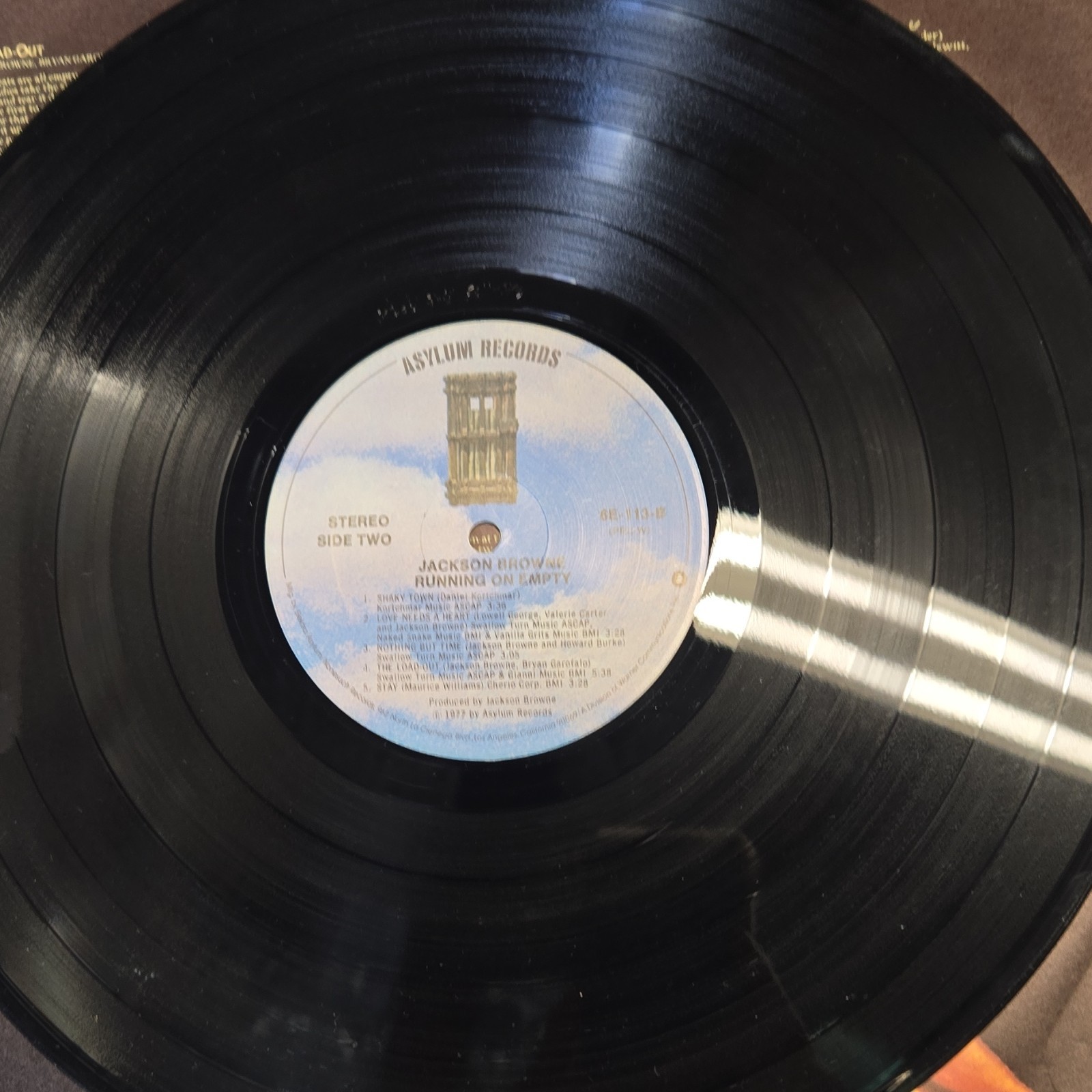 Jackson Browne Running on Empty Asylum 6E-113 1977 LP 33 RPM 12″ Vinyl