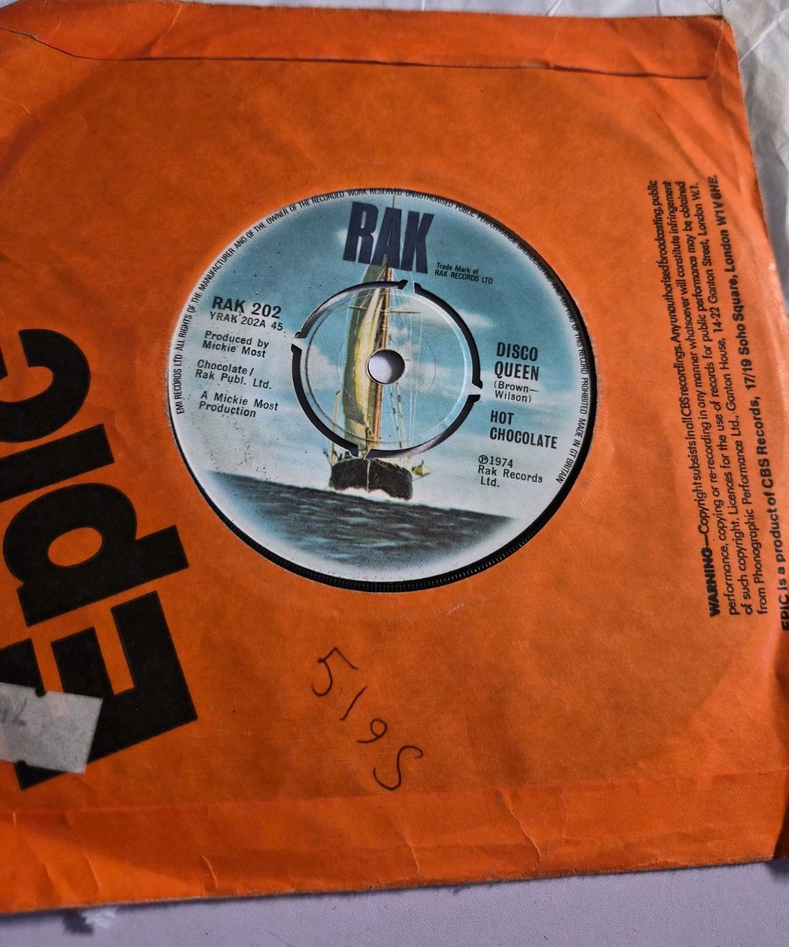 Hot Chocolate Disco Queen 7 Inch Vinyl Single Great Condition