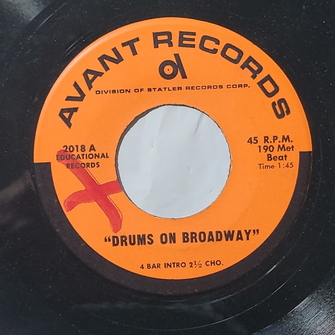 Avant Records ~ Educational ~ Drums On Broadway/ Drum Mania 45 RPM Record