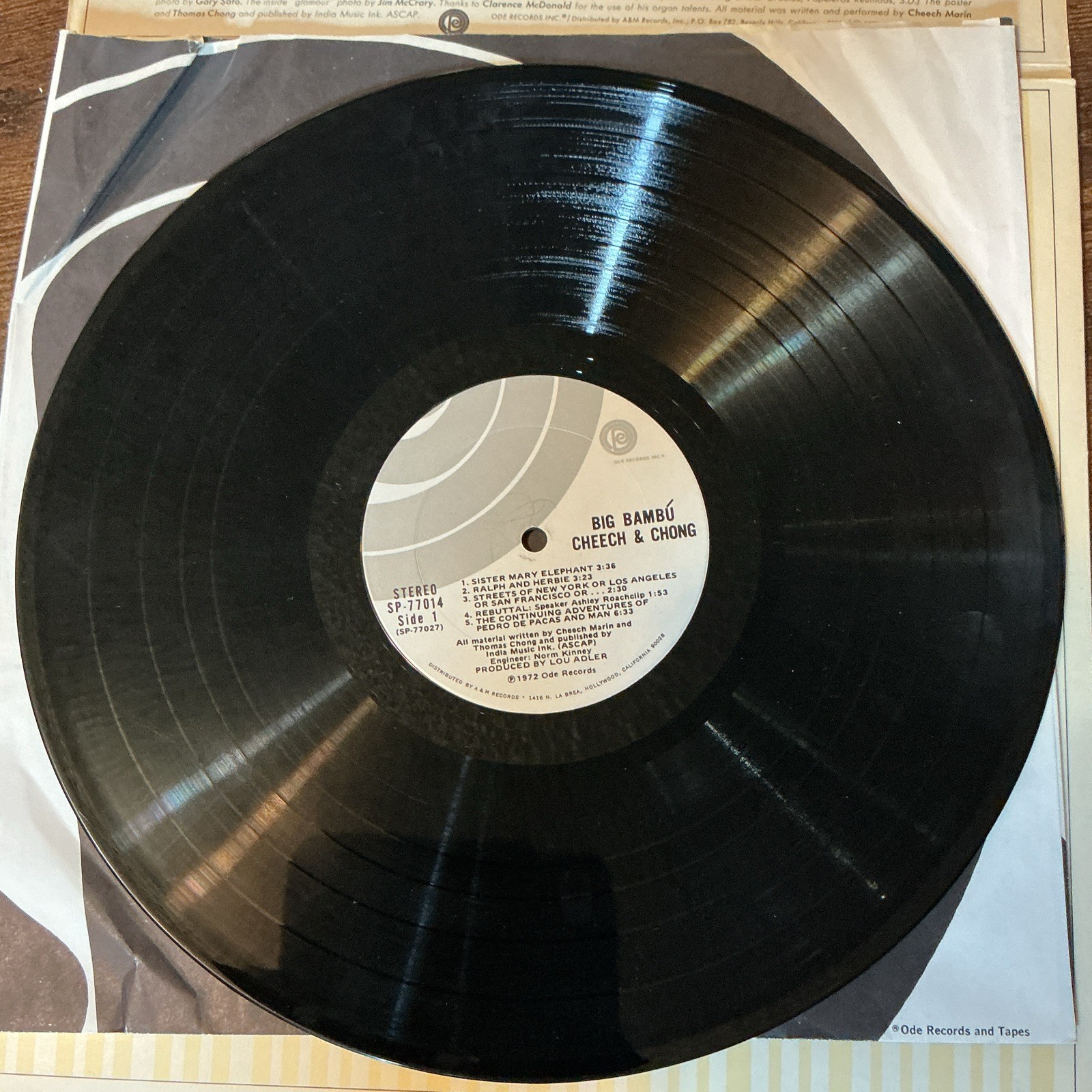 Cheech & Chong Big Bambu 12″ With Paper Vinyl LP Stereo Ode Records1972 SP-77014