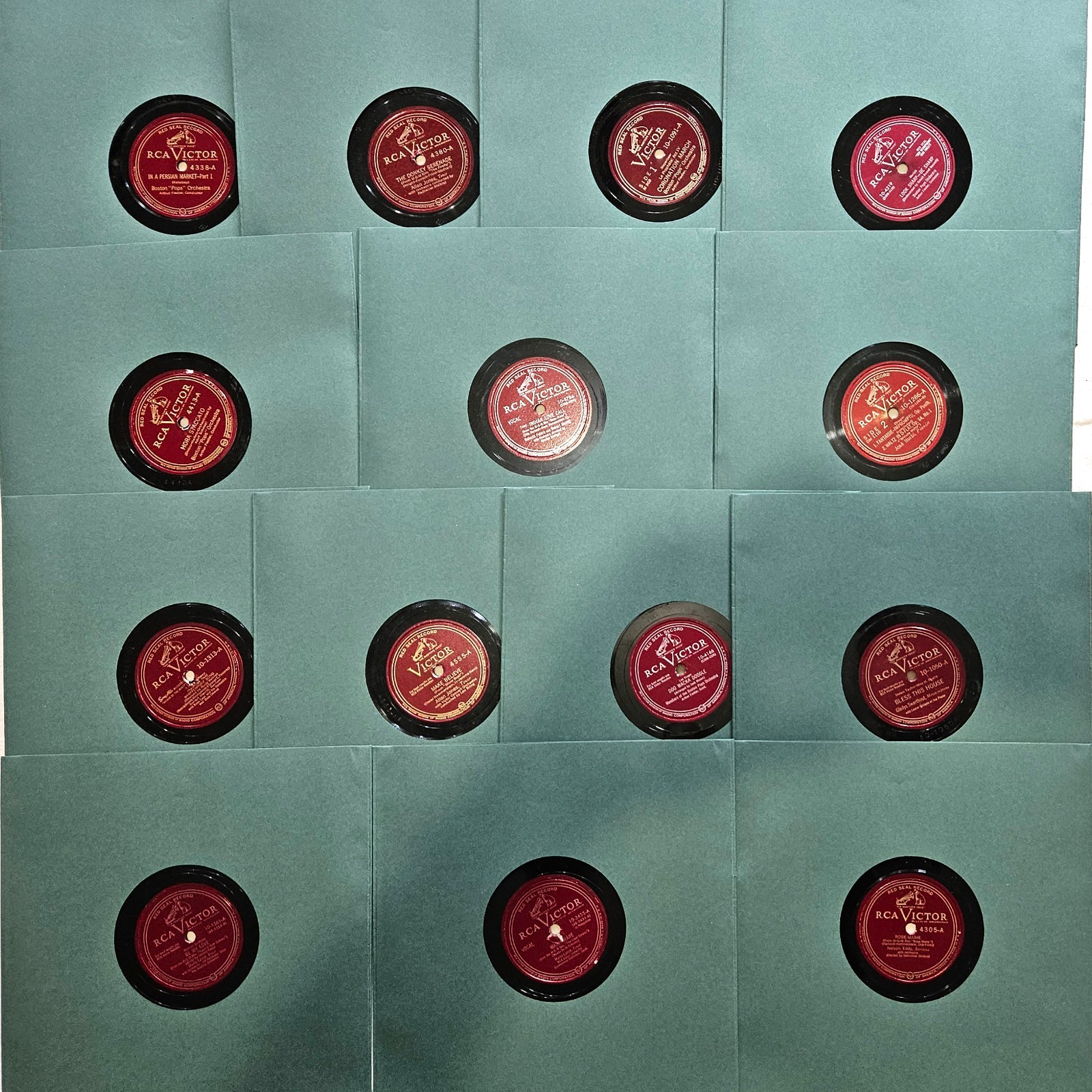 Fourteen 78 RPM 10″ Records Lot #AML: Victor, RCA Red Seal, Classical, Popular