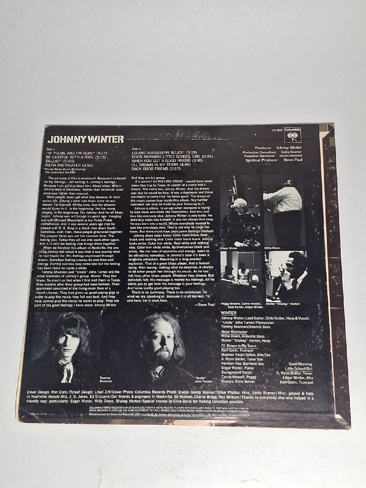 Johnny Winter – Johnny Winter – 1969 Columbia – CS 9826 Vinyl LP