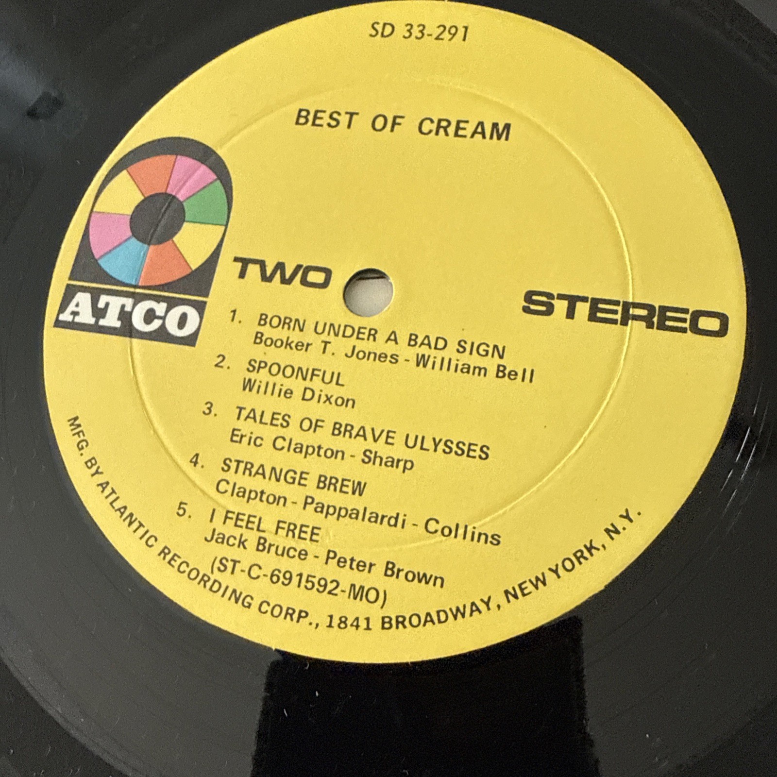 Cream ‎- Best Of Cream Vinyl LP 1969 ATCO ‎SD 33-291 Records Near Mint