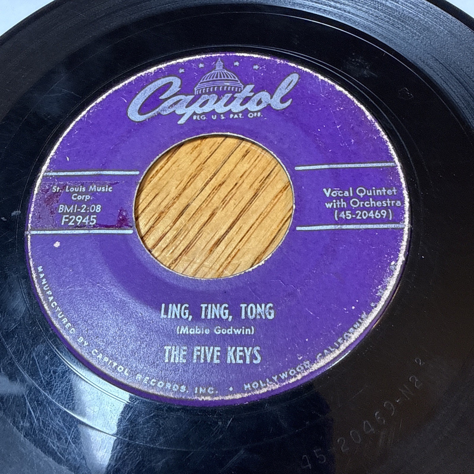Five Keys LING TING TONG / I’M ALONE (DOO WOP 45) #2945 Vinyl Record