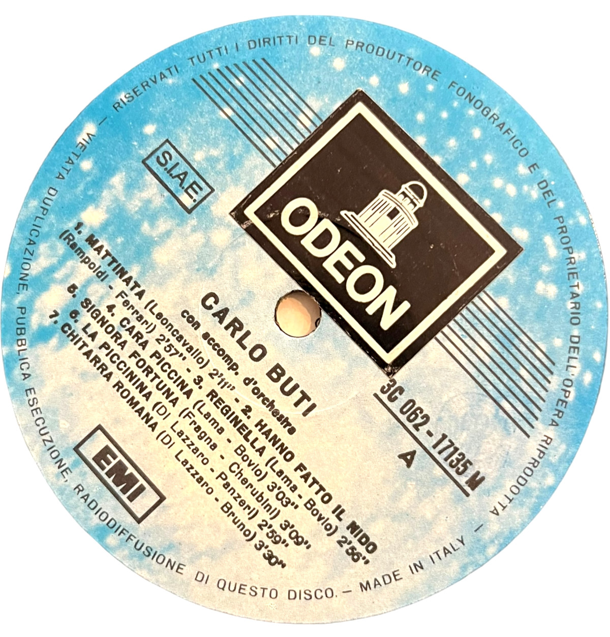 Carlo Buti – Odeon EMI 3C 062 – 17135 – 12″ Record 33rpm Vinyl