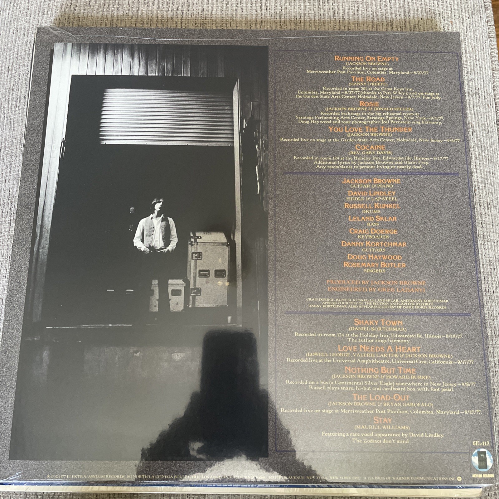 Jackson Browne Running On Empty Vintage Vinyl LP 1977 Asylum Record 6E-113