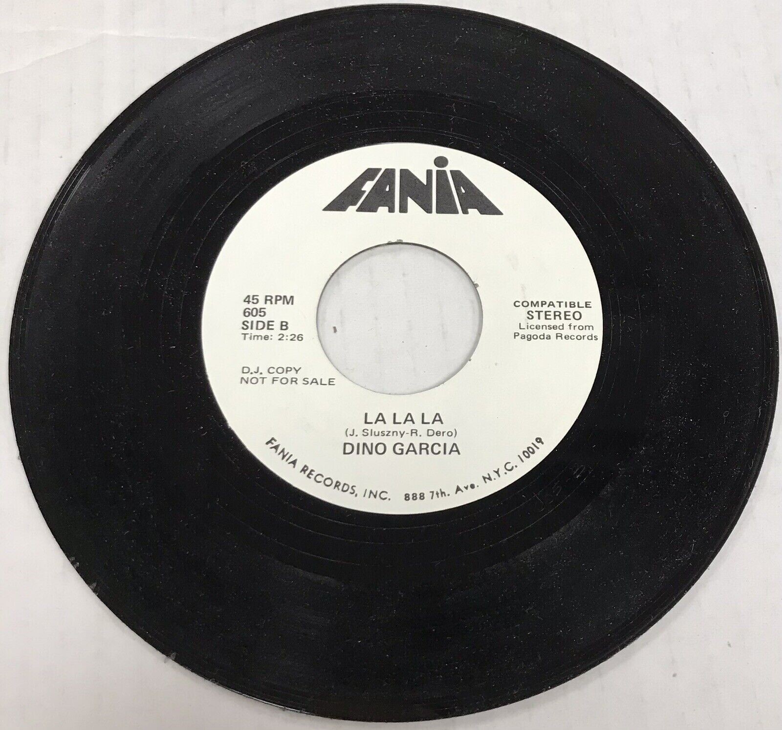 DINO GARCIA Serafina / La La La 45 on FANIA Latin Pop Rock PROMO BS 3