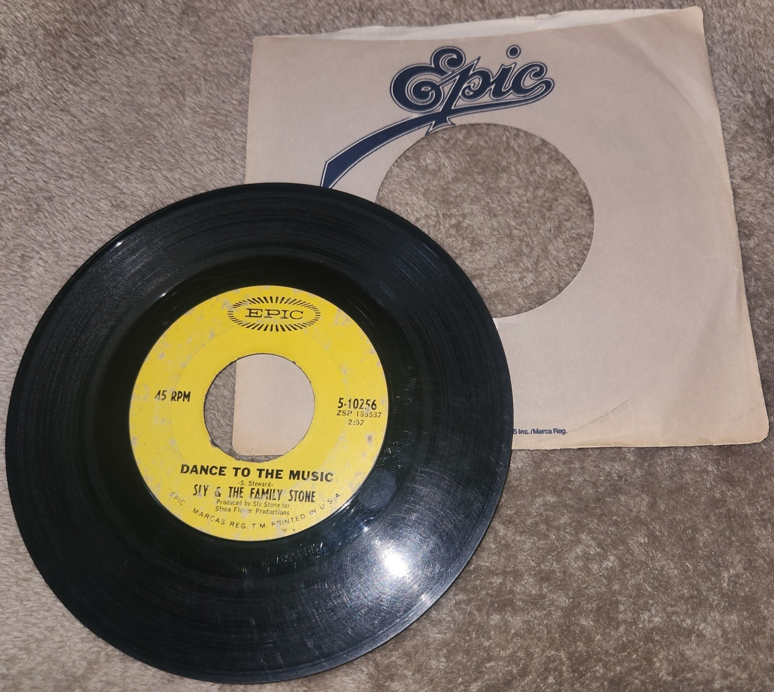 Sly & The Family Stone Dance To The Music 45 Epic 5-10256 Funk Soul VG Vintage