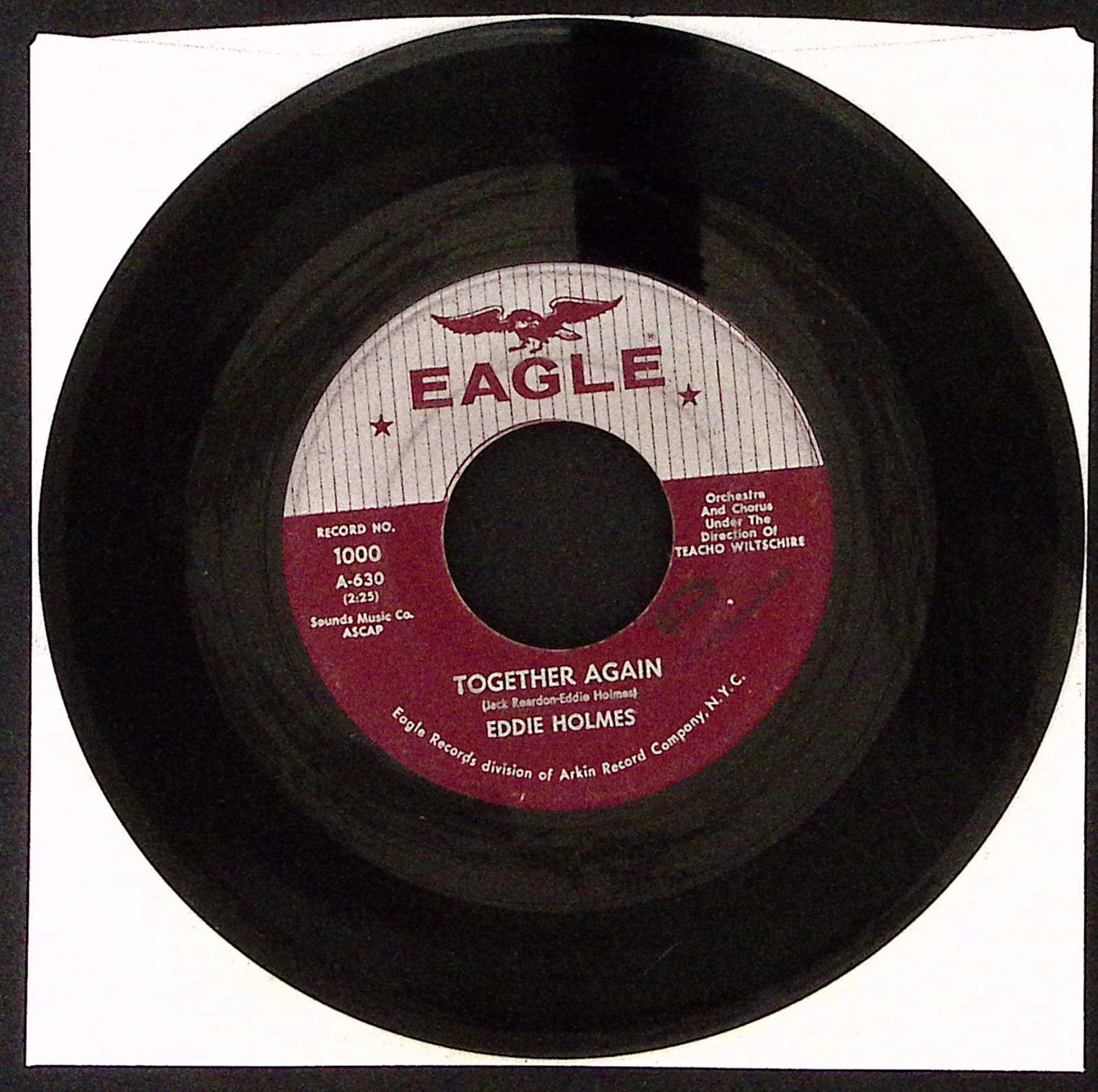 EDDIE HOLMES AT NIGHT/TOGETHER AGAIN EAGLE RECORDS VINYL 45 VG 41-110
