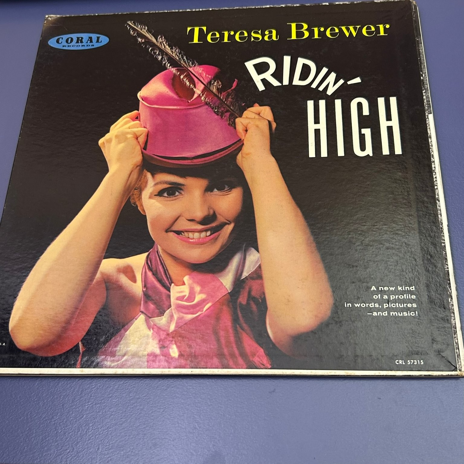 Teresa Brewer – Ridin’ High LP Record 1959 Coral Pop Vocal Jazz Cheesecake