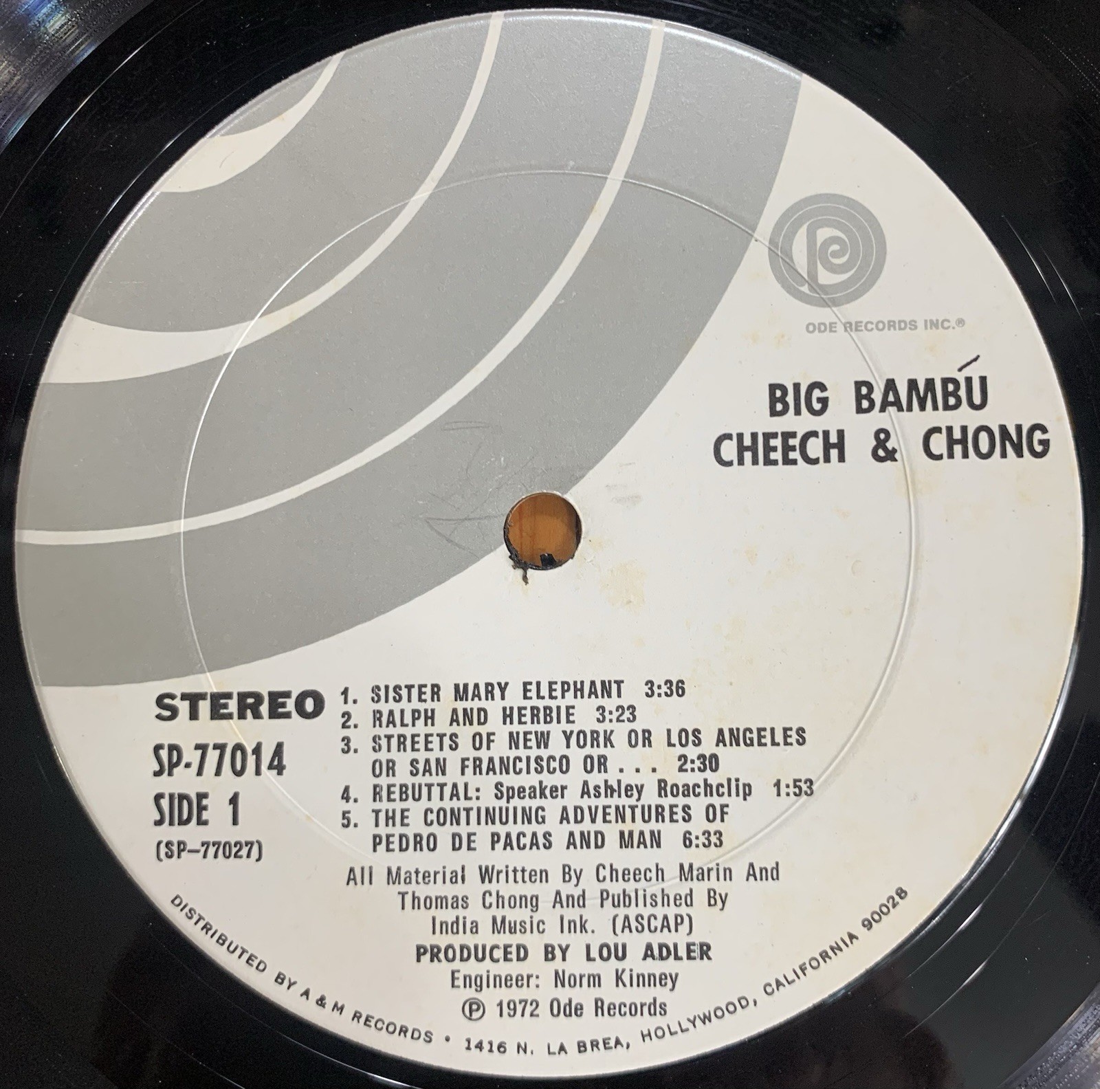 Sobrinos De Cheech & Chong Big Bambu Ode Records SP 77014 VG/VG+ No Paper
