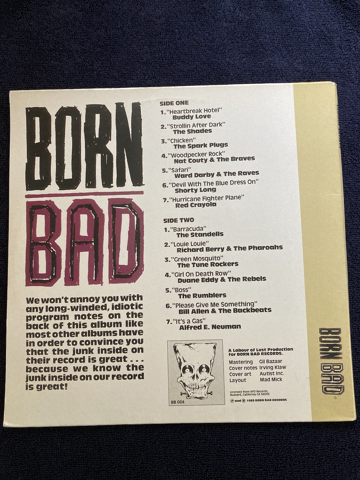 BORN BAD Volume-4 Various Artists Vinyl LP VG+ Gatefold. Born Bad Records 1989