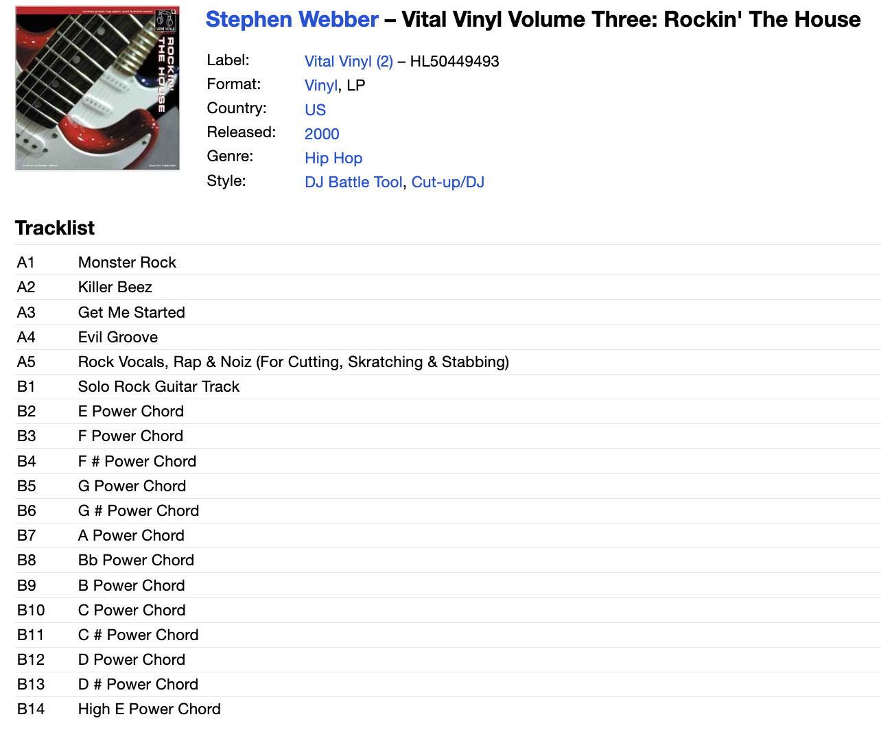 Stephen Webber – Vital Vinyl Volume Three: Rockin’ The House – 2000 – NEW SEALED