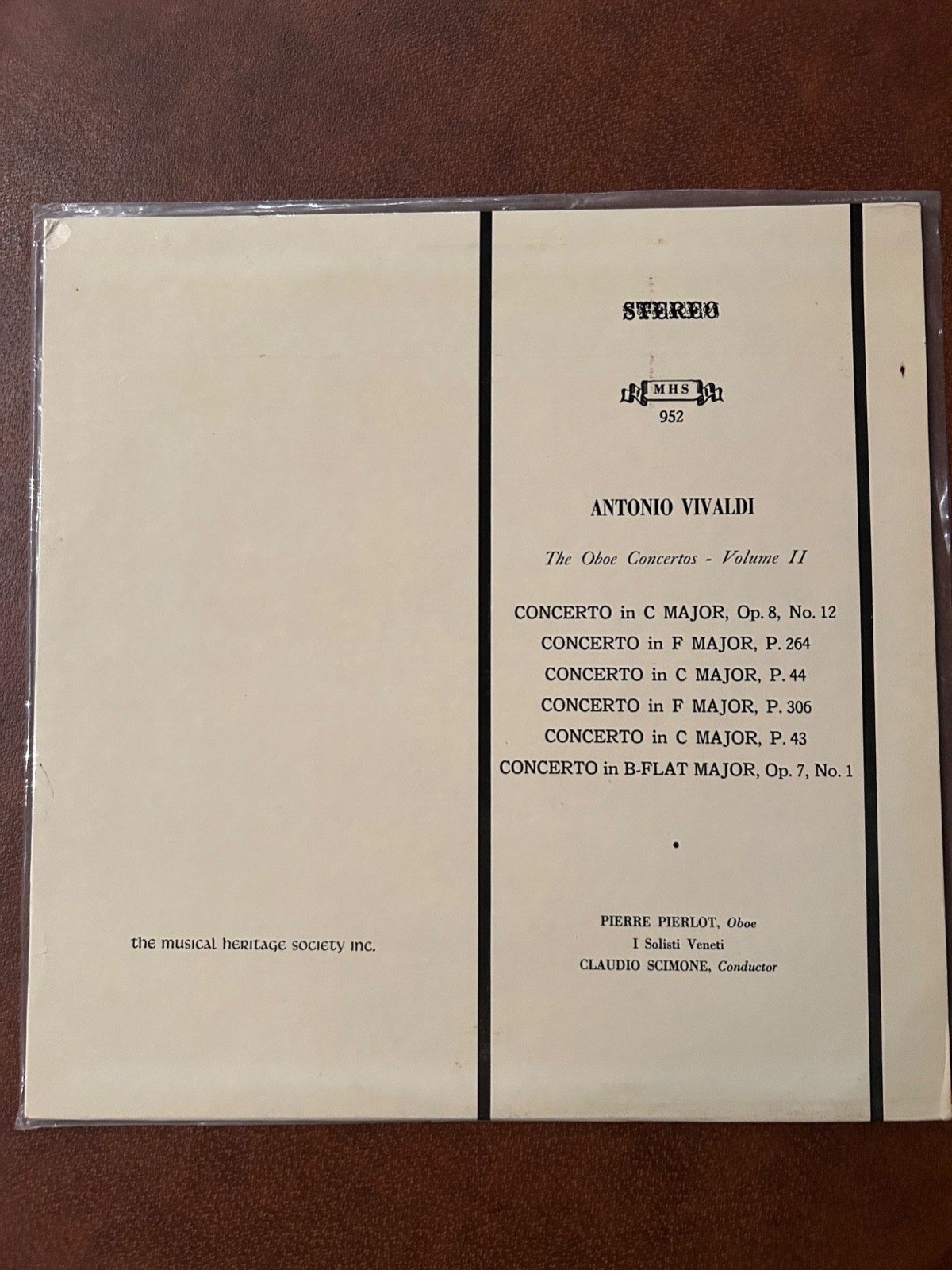 Vivaldi- The Oboe Concertos — Volume II Pierre Pierlot NM MHS-952 Vinyl 12”