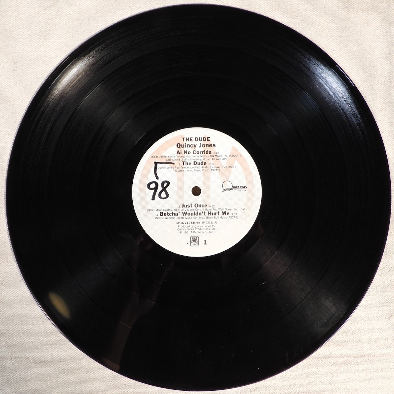 Quincy Jones ‎– The Dude LP 1981 US x-Pitman Pressing VG