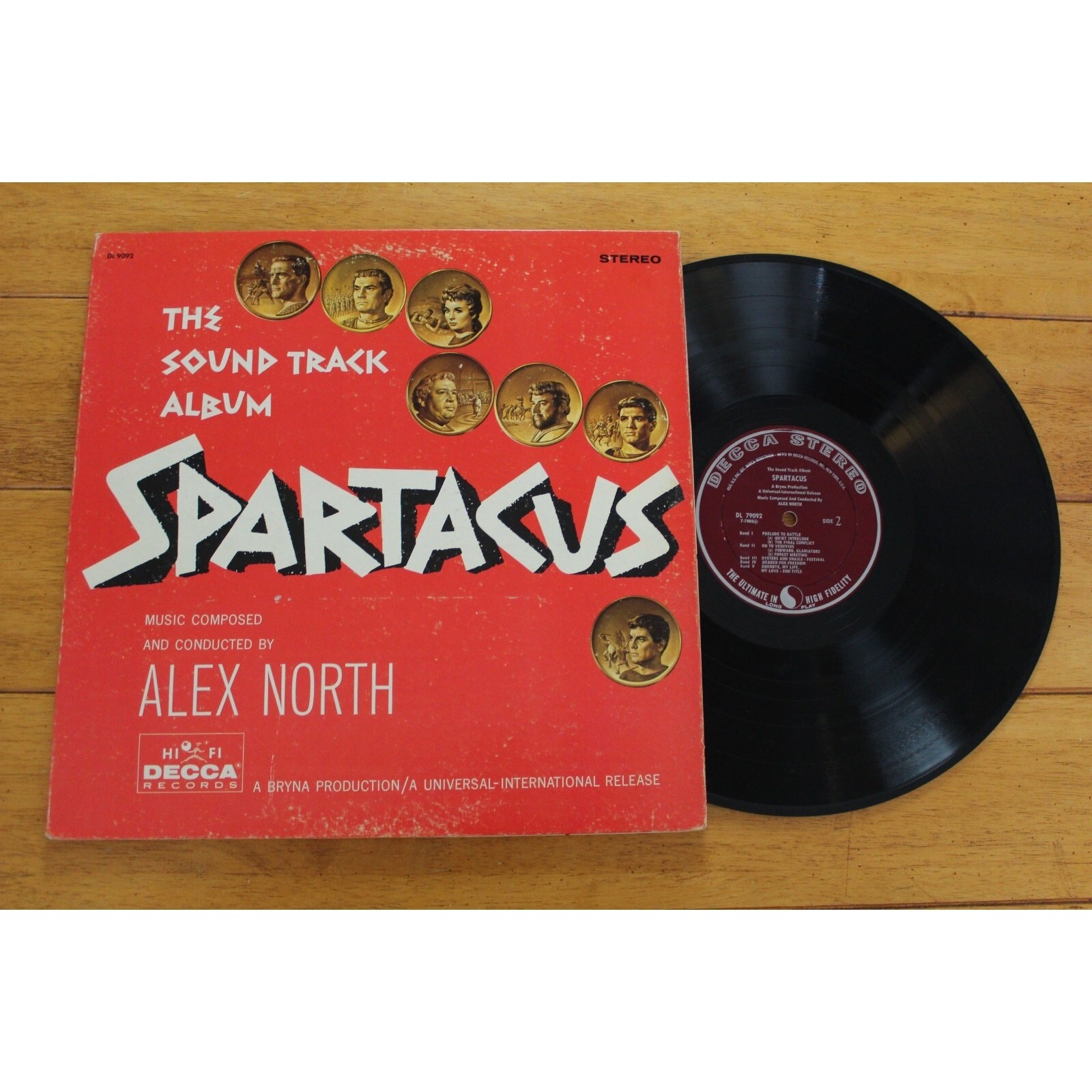 ALEX NORTH – SPARTACUS SOUNDTRACK LP 12″ VINYL VG DECCA STEREO