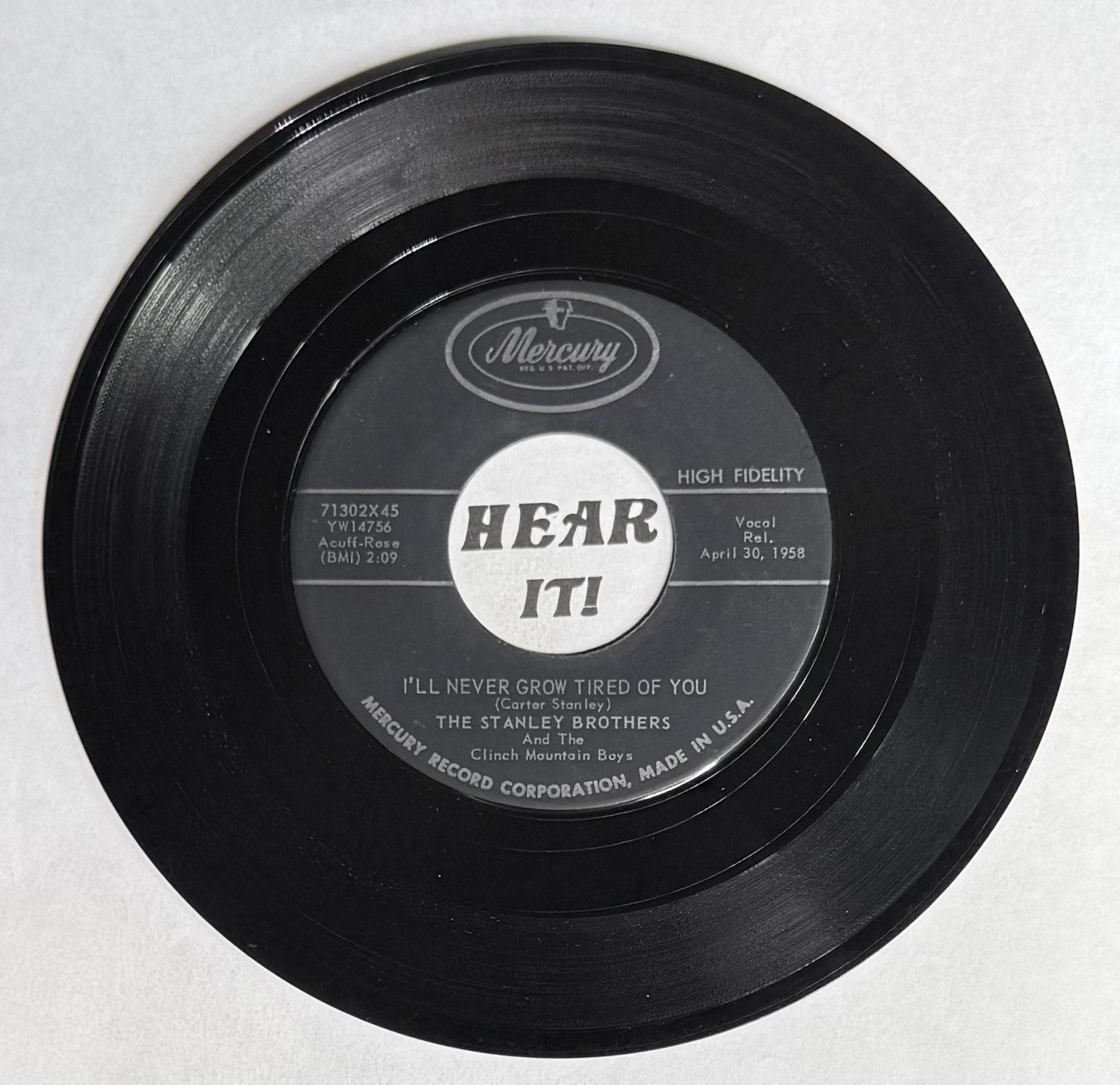 50s Bluegrass 45 THE STANLEY BROTHERS I’ll Never Grow Tired / No School MERCURY