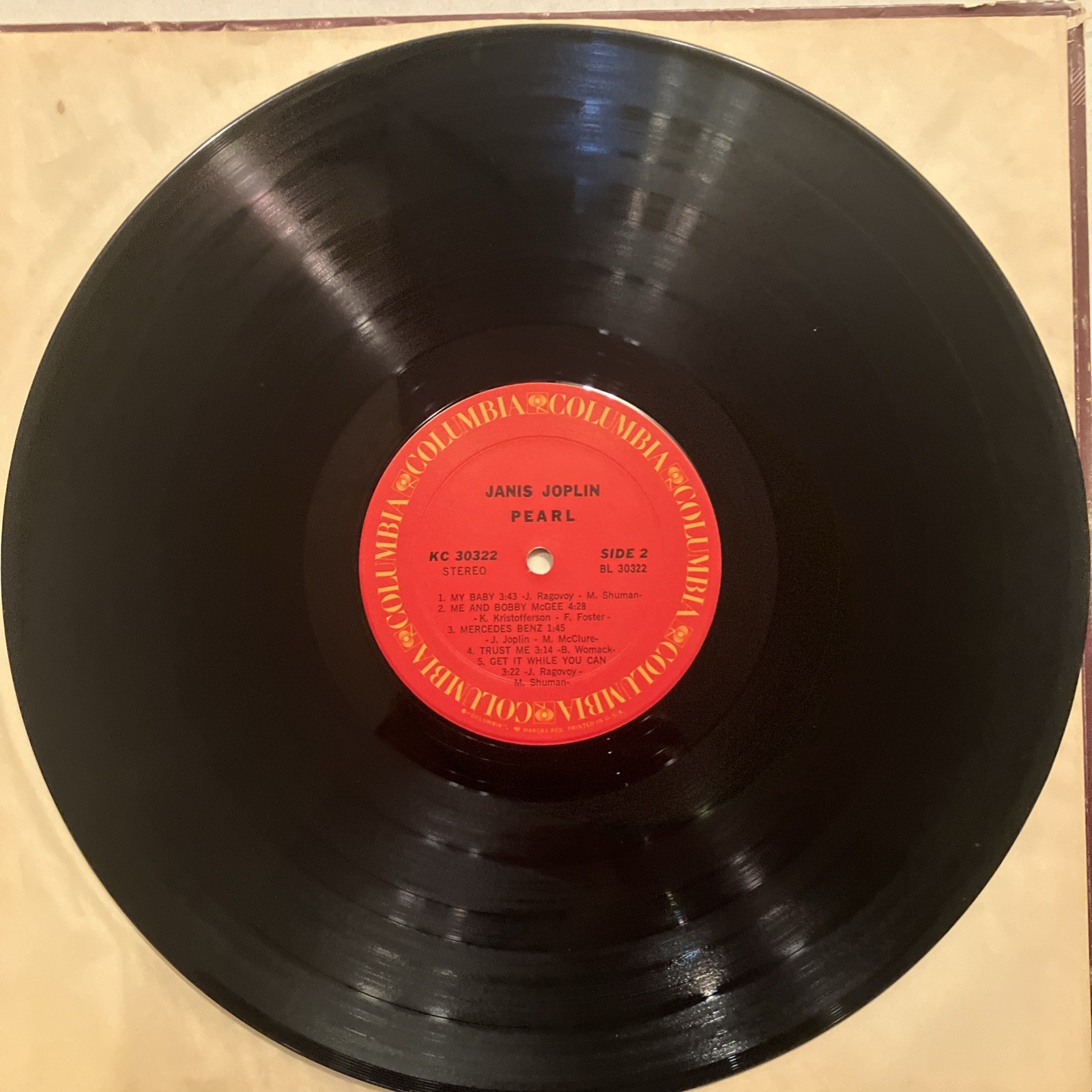 Janis Joplin Pearl Vinyl LP Columbia PC 30322 Full Tilt Boogie Vintage Record