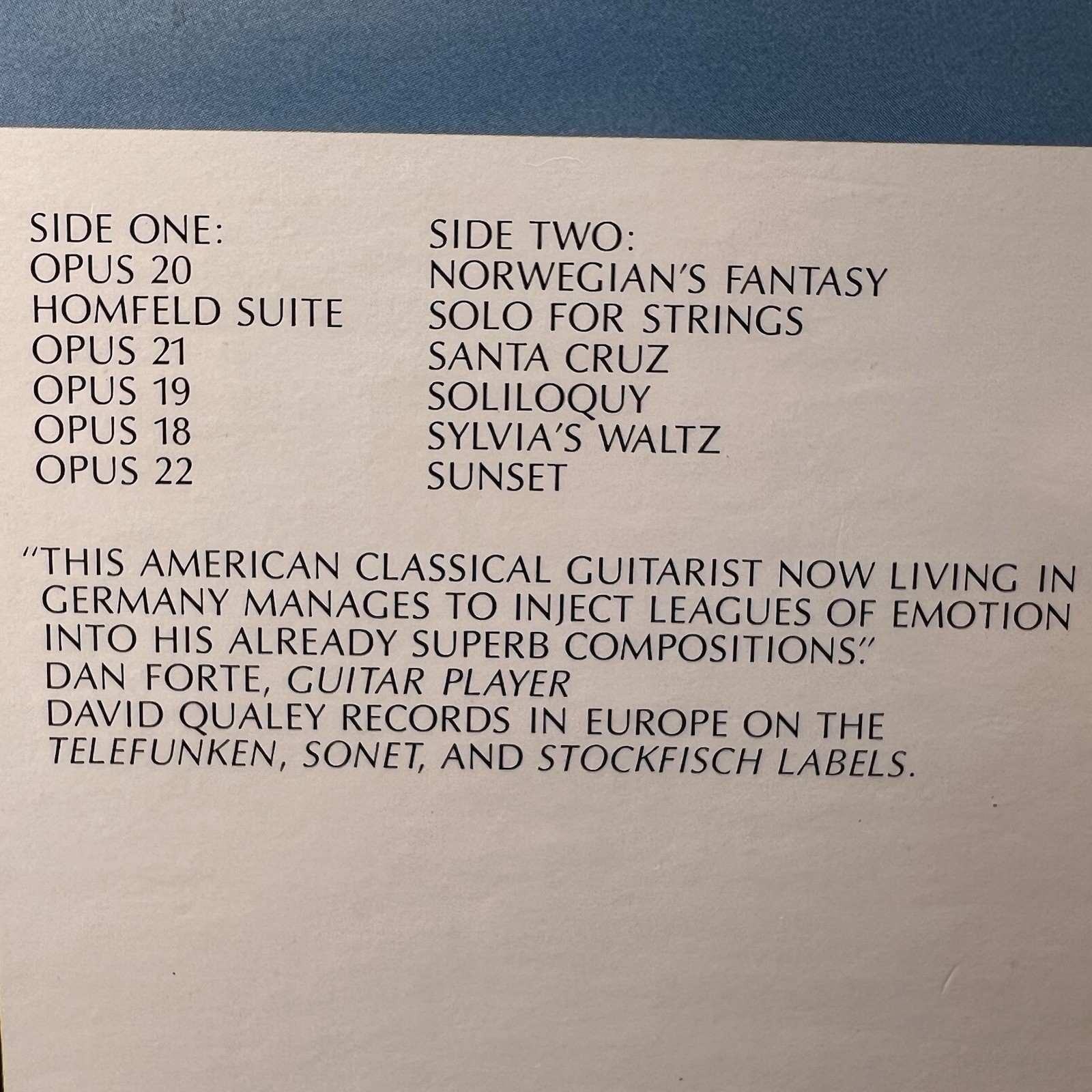 1980 David Qualey Soliloquy Contemporary Jazz Windham Hill Records Vinyl LP