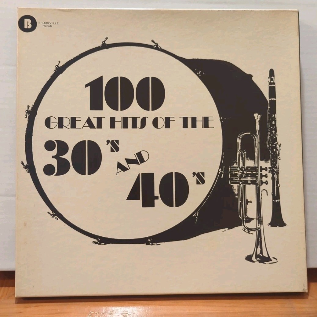100 Great Hits of the 30’s and 40’s (12″ Vinyl, 5 LP Box Set, Brookville) ~ VG!
