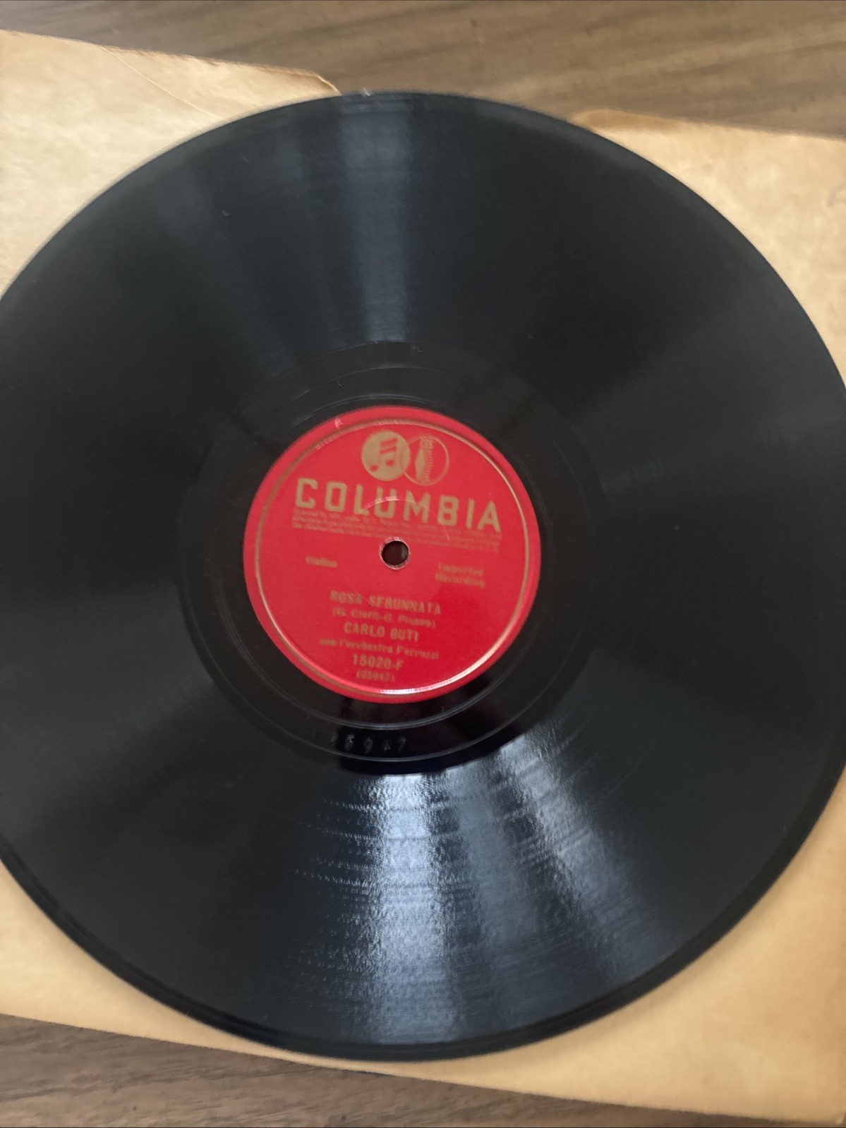 Vintage 10 Inch 3 Columbia Records Carlo Buti Italian Record 14987-F 78rpm