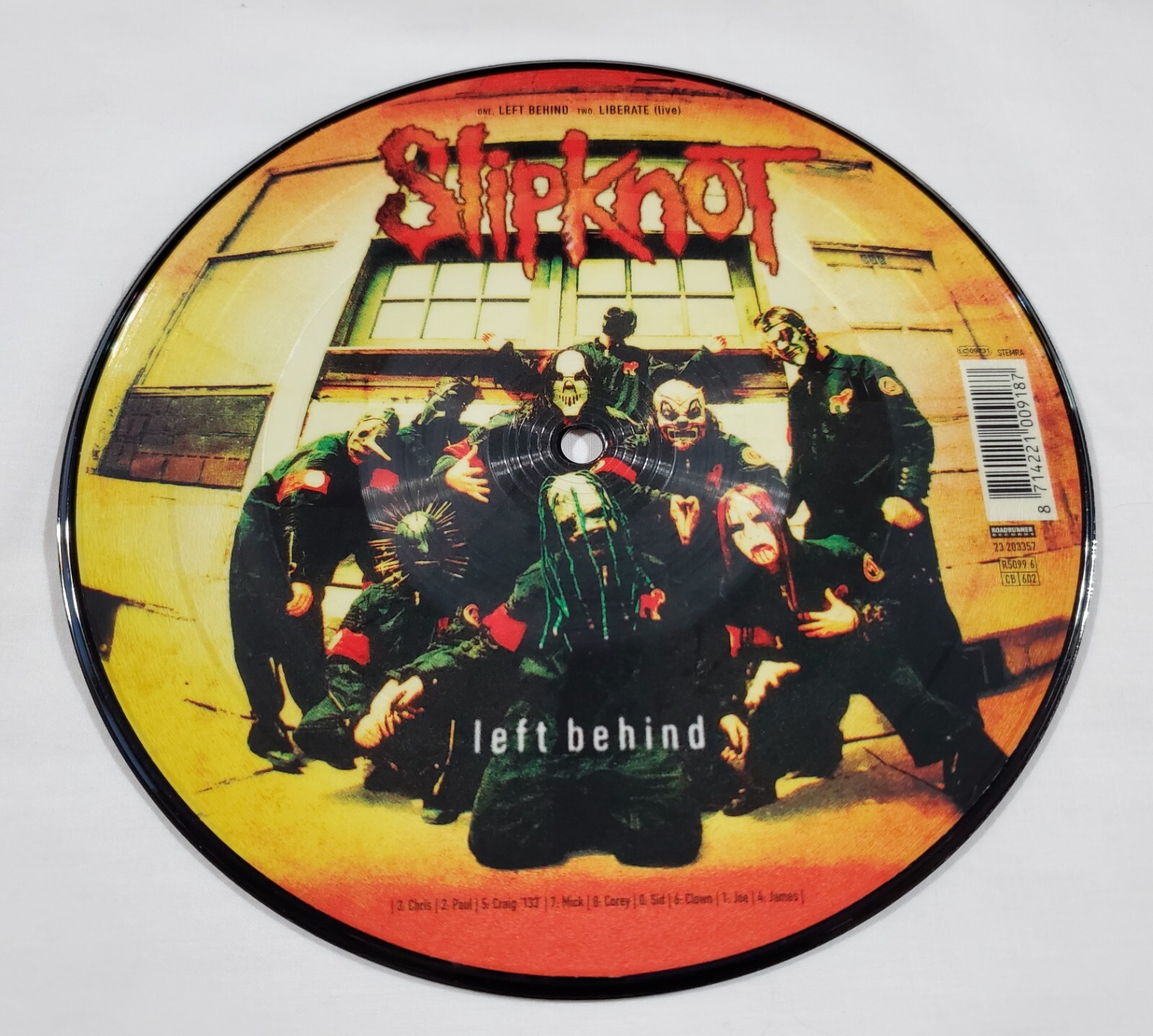 Slipknot: Left Behind, 23 203357, 7″ Picture Disc Netherlands 2001, NM r