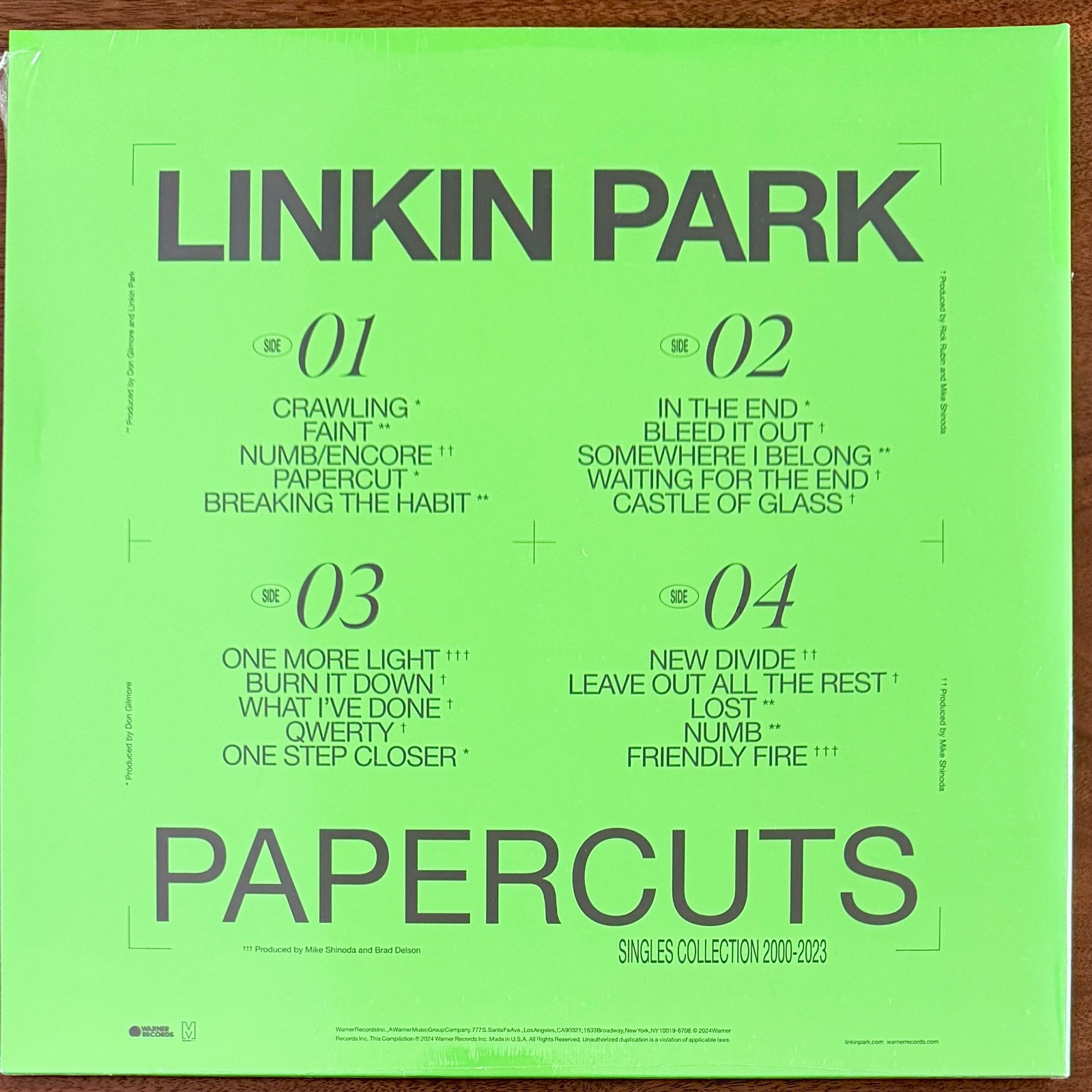 Linkin Park Papercuts Vinyl Singles Collection 2000-2023 Warner Records LP