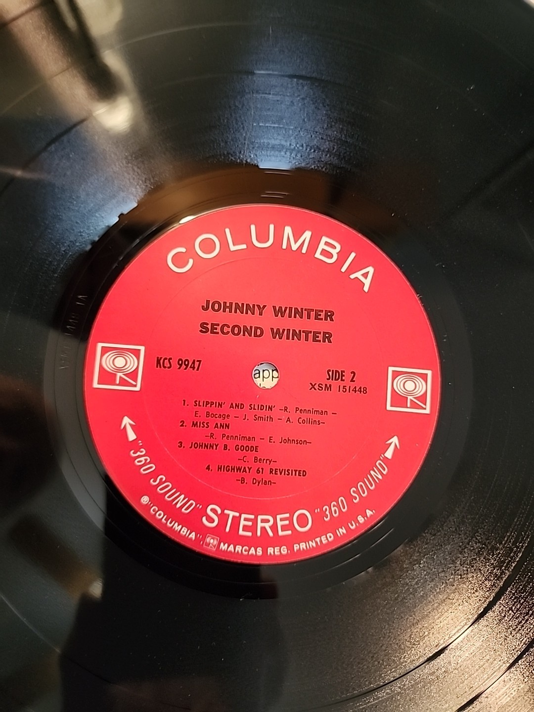JOHNNY WINTER SECOND WINTER TWO RECORD LP WITH BLANK BACK ON SIDE FOUR