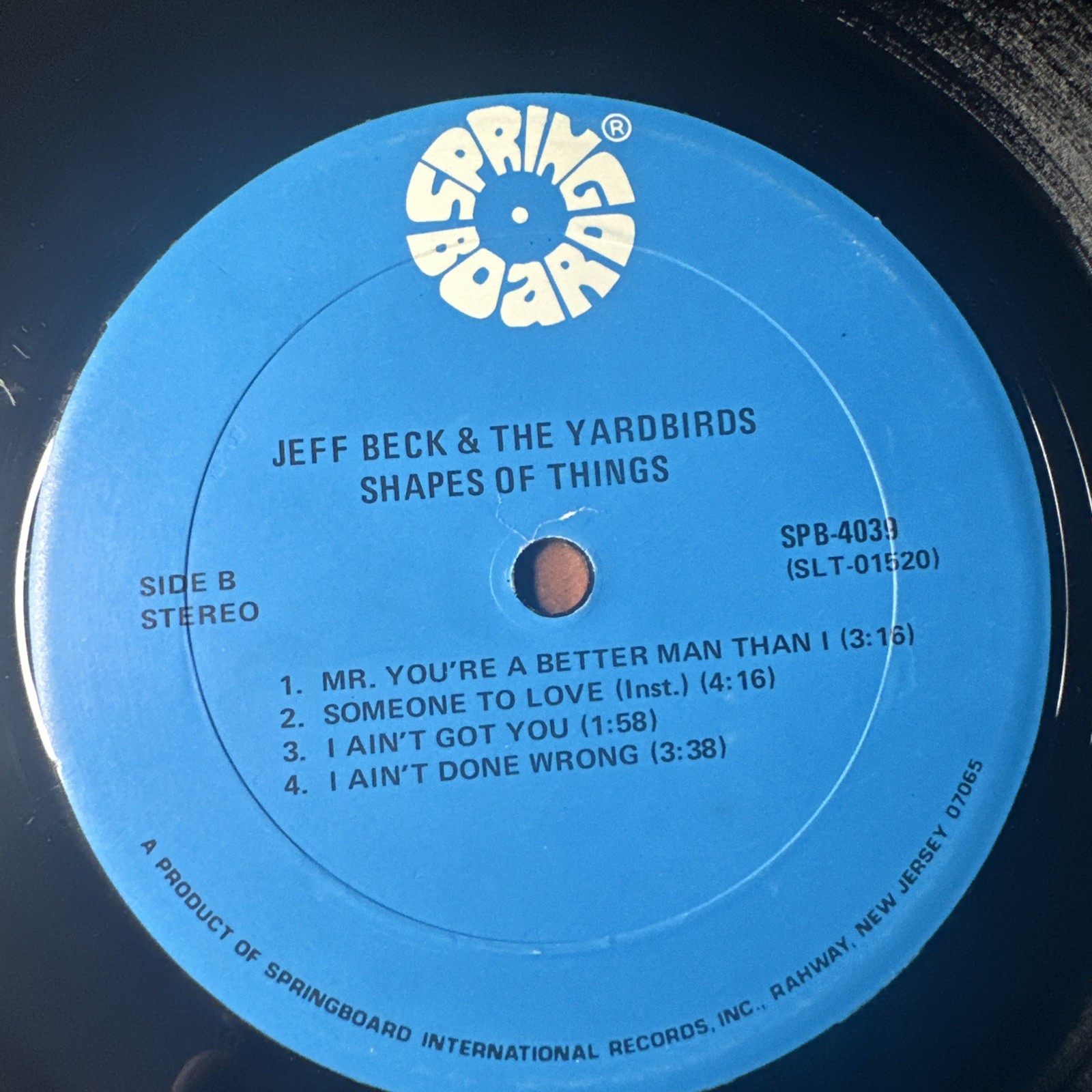 JEFF BECK & THE YARDBIRDS SHAPES OF THINGS Vinyl Ultrasonically Cleaned VG+/G