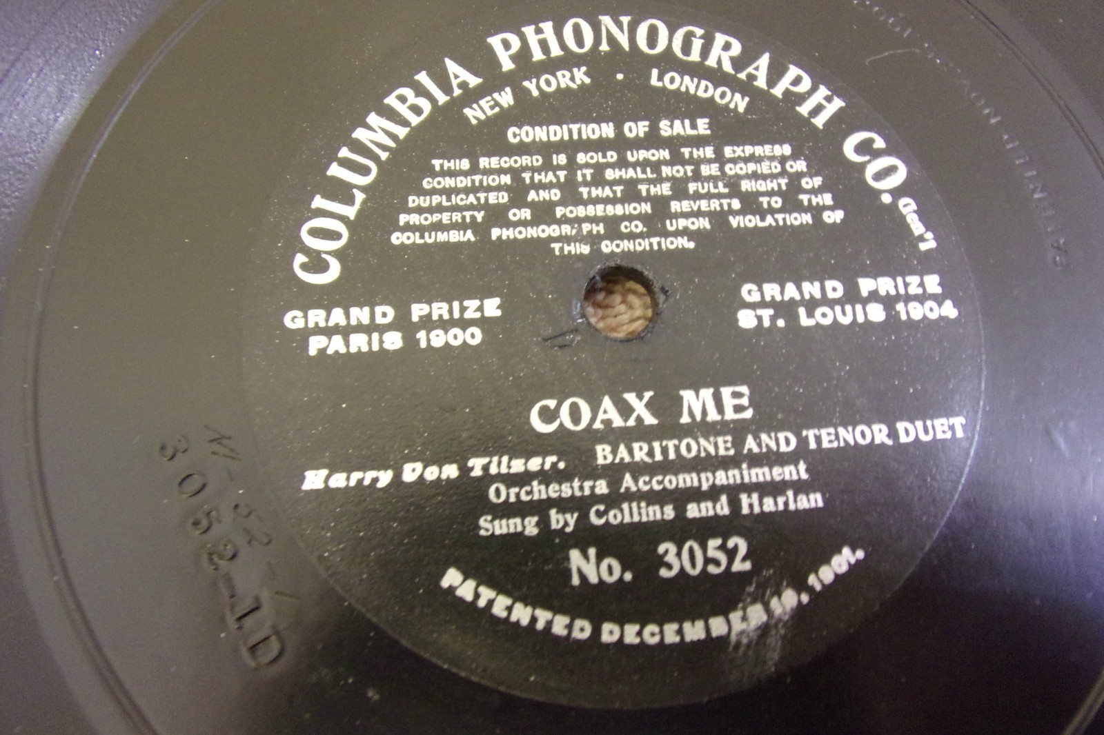 American Graphophone 1904 78 One Sided Coax Me 3052 Columbia Phonograph