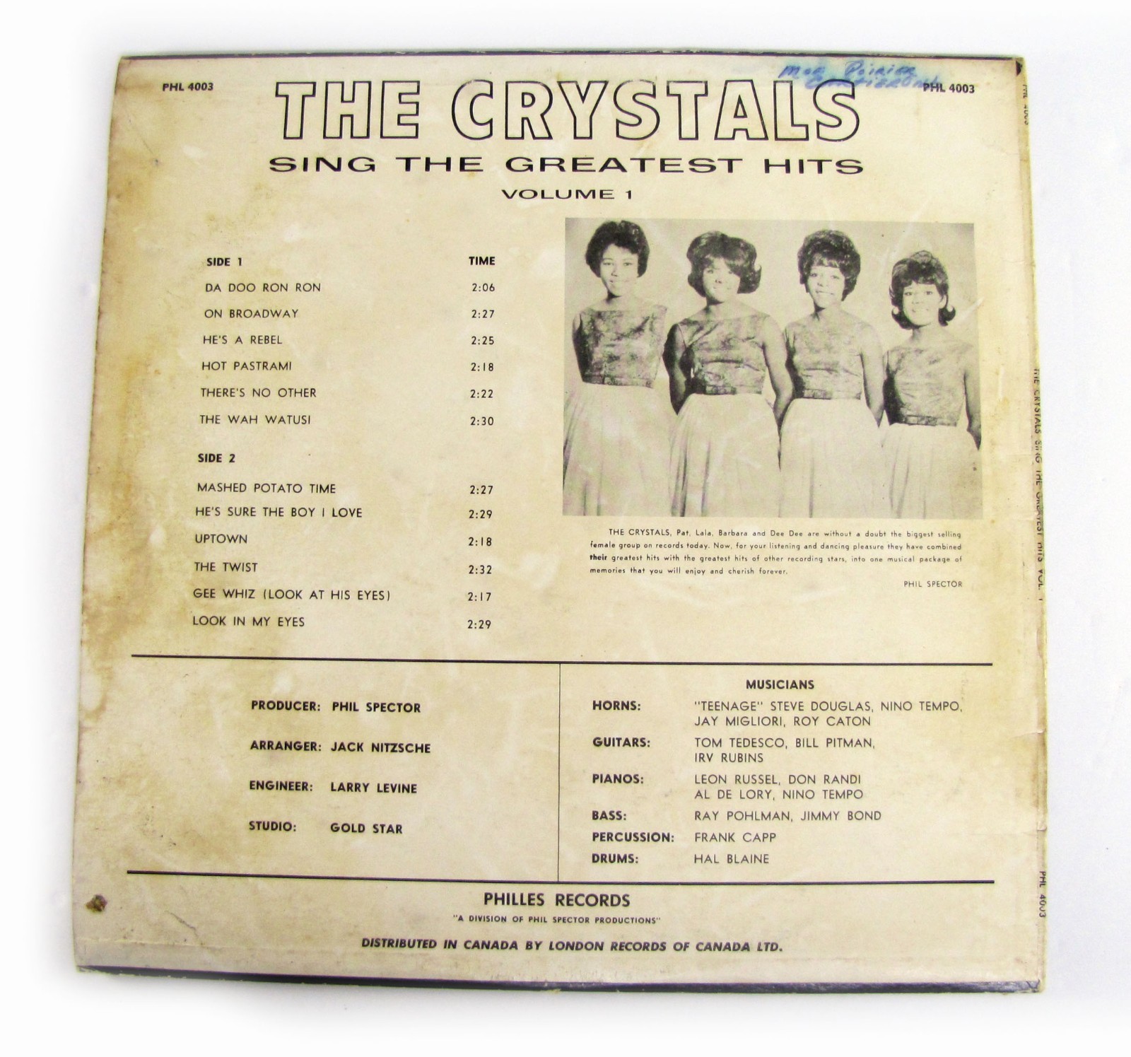 SCARCE! The Crystals SING THE GREATEST HITS Rock LP 1963 PHILLIS