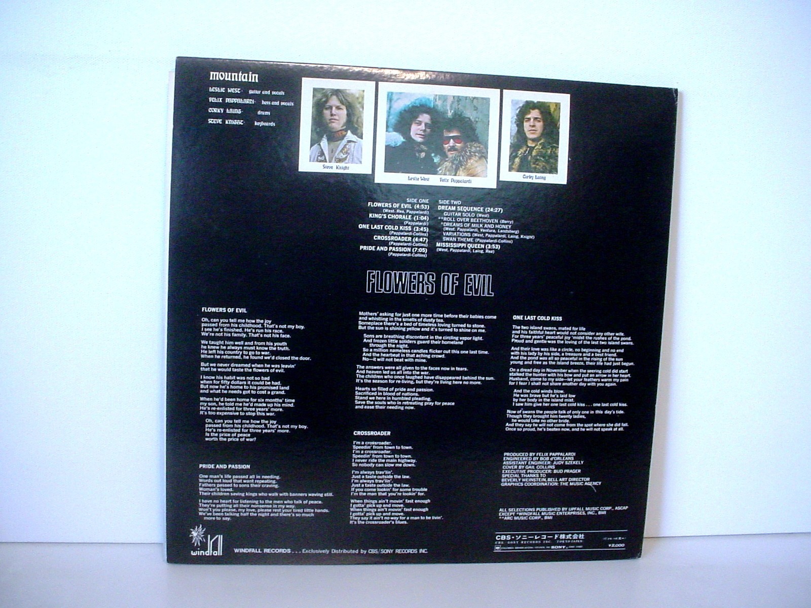MOUNTAIN Flowers Of Evil Original JAPAN LP 1971 WINDFALL BLPL-1WF Gatefold Book