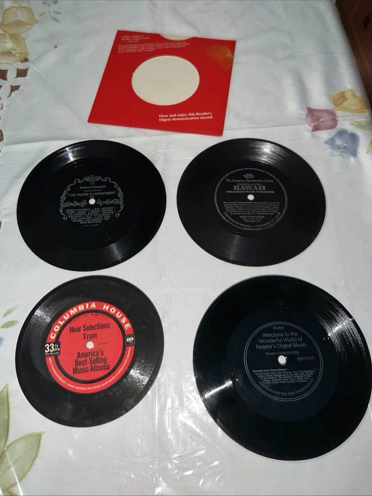 Lot Of 4 RARE Promo Vinyl Records One Sided Flexi With Reader’s Digest Sleeve