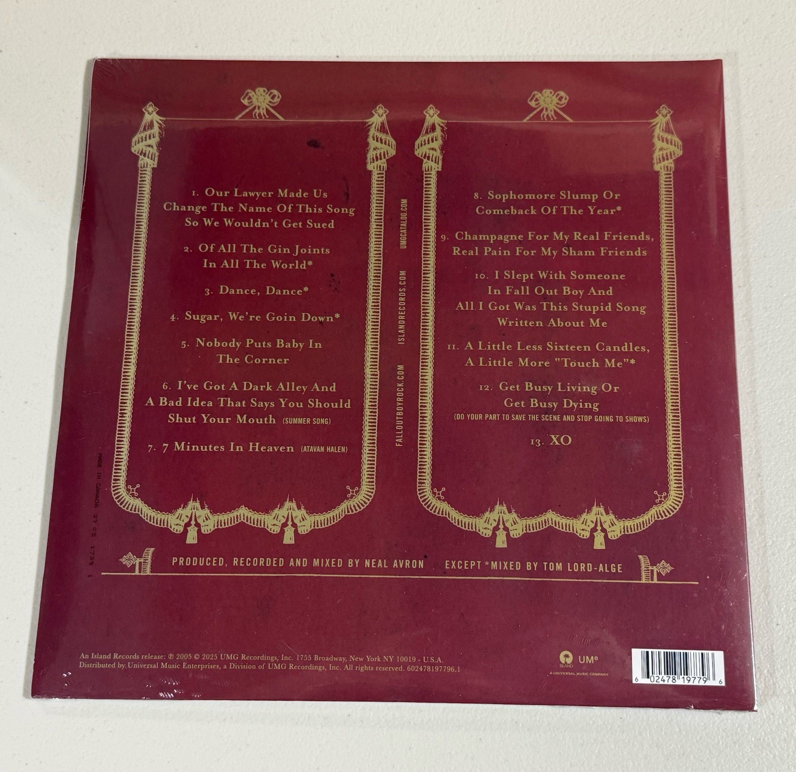 Fall Out Boy – From Under The Cork Tree Vinyl NEW