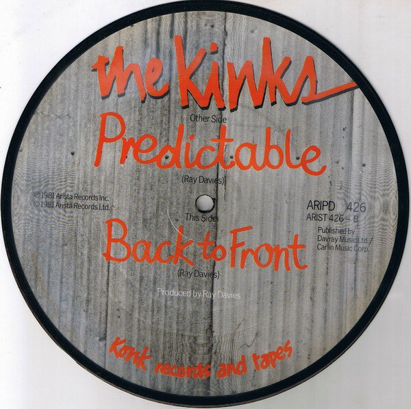 Kinks Predictable / Back To Front PICTURE DISC – 7″ Vinyl