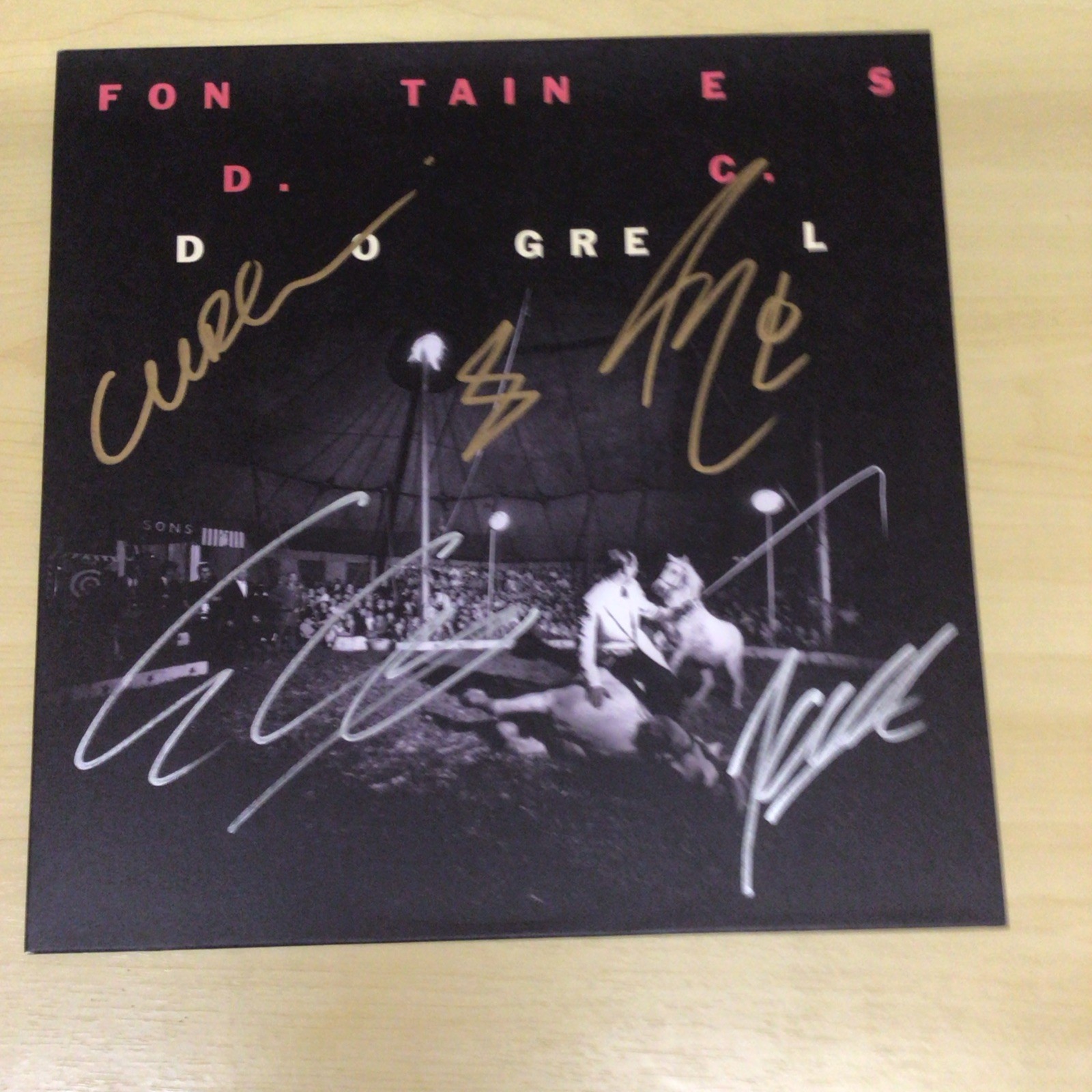 SIGNED-FONTAINES DC-LP BLACK VINYL-DOGREL–AUTOGRAPHED X 5 SLEEVE-MM/UNPLAYED