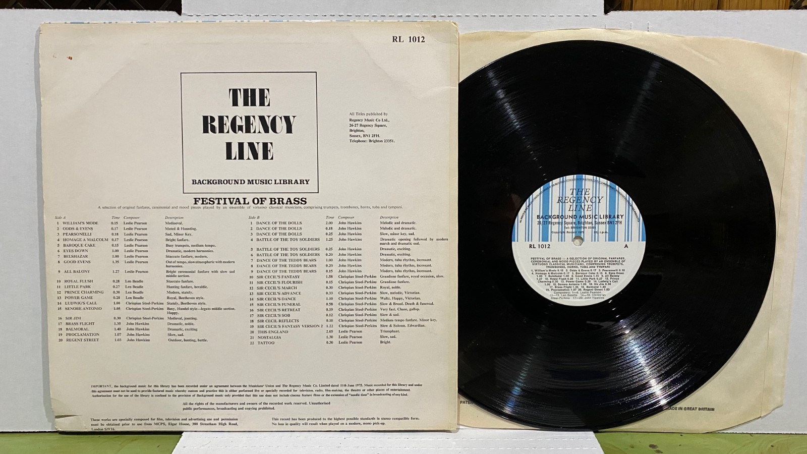 THE REGENCY LINE Background Music Library LP UK Bruton Media Jazz Classical