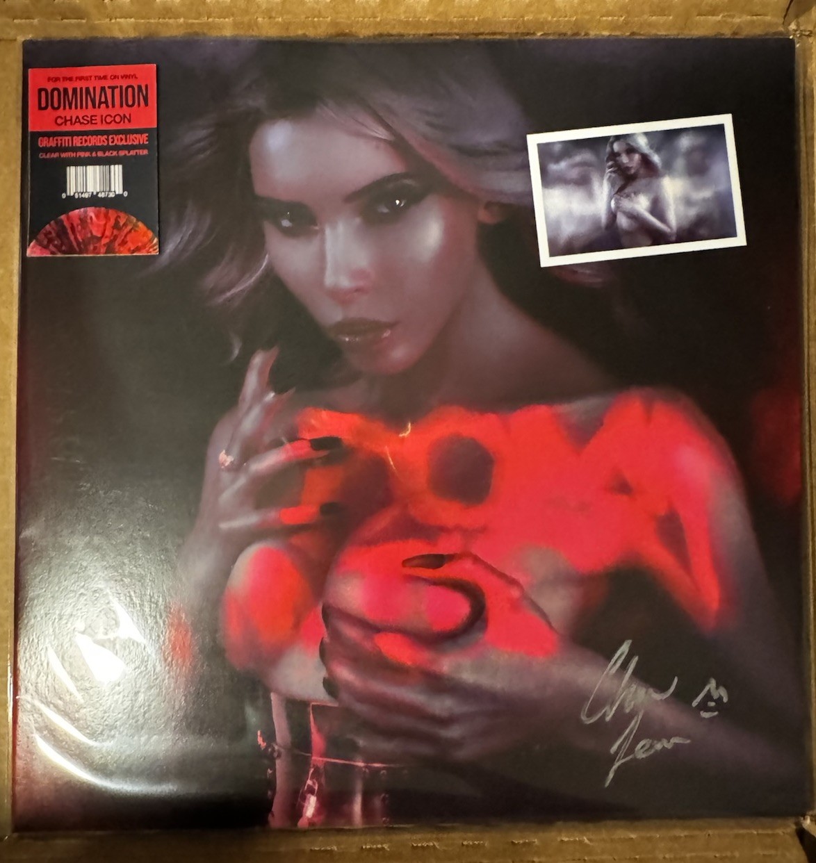 Chase Icon ‎– Domination LP Clear Hot Pink & Black Splatter Signed Vinyl
