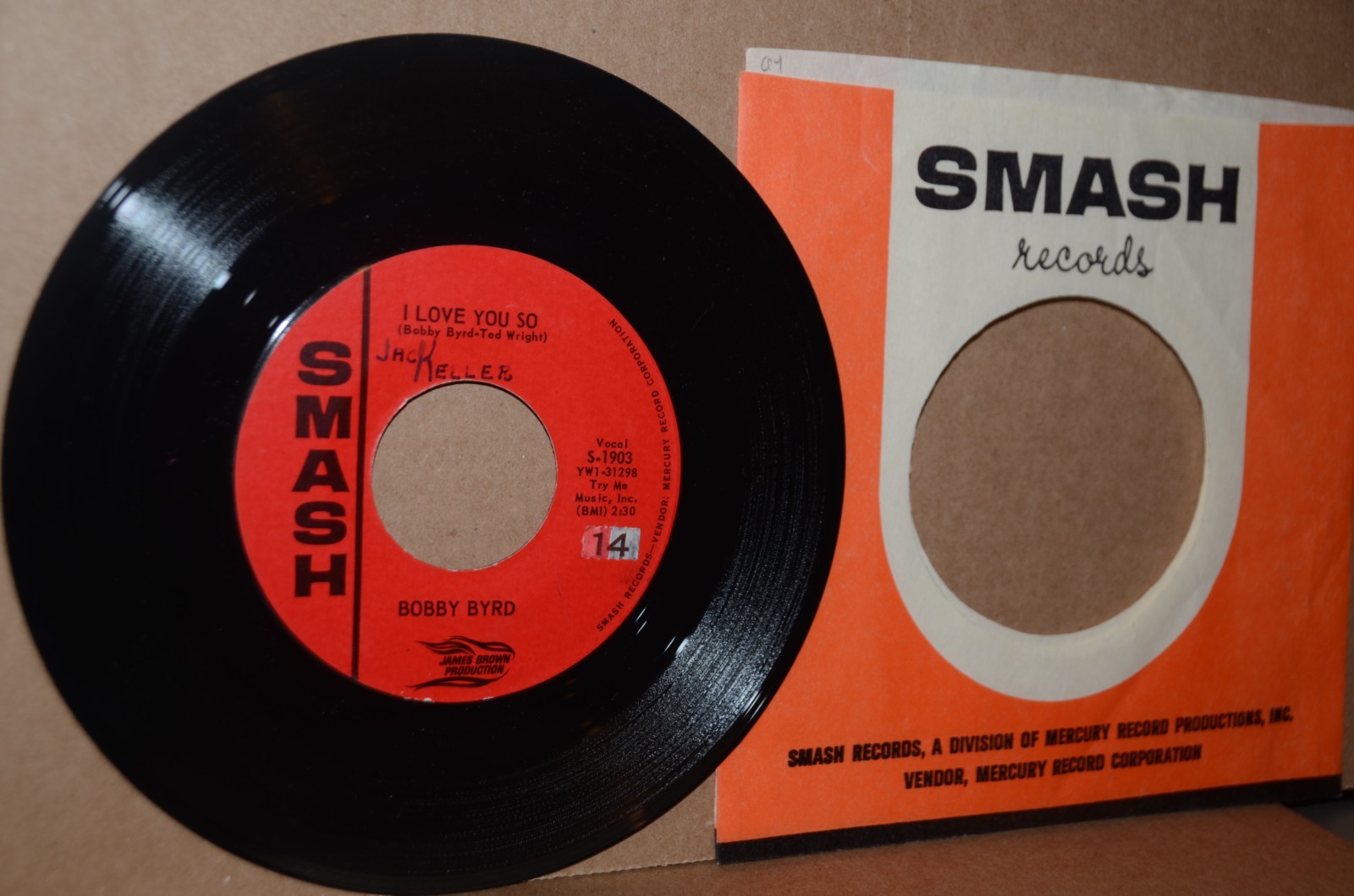 BOBBY BYRD: I LOVE YOU SO & WRITE ME A LETTER; 1964 SMASH 1903 MINT- R&B 45 RPM