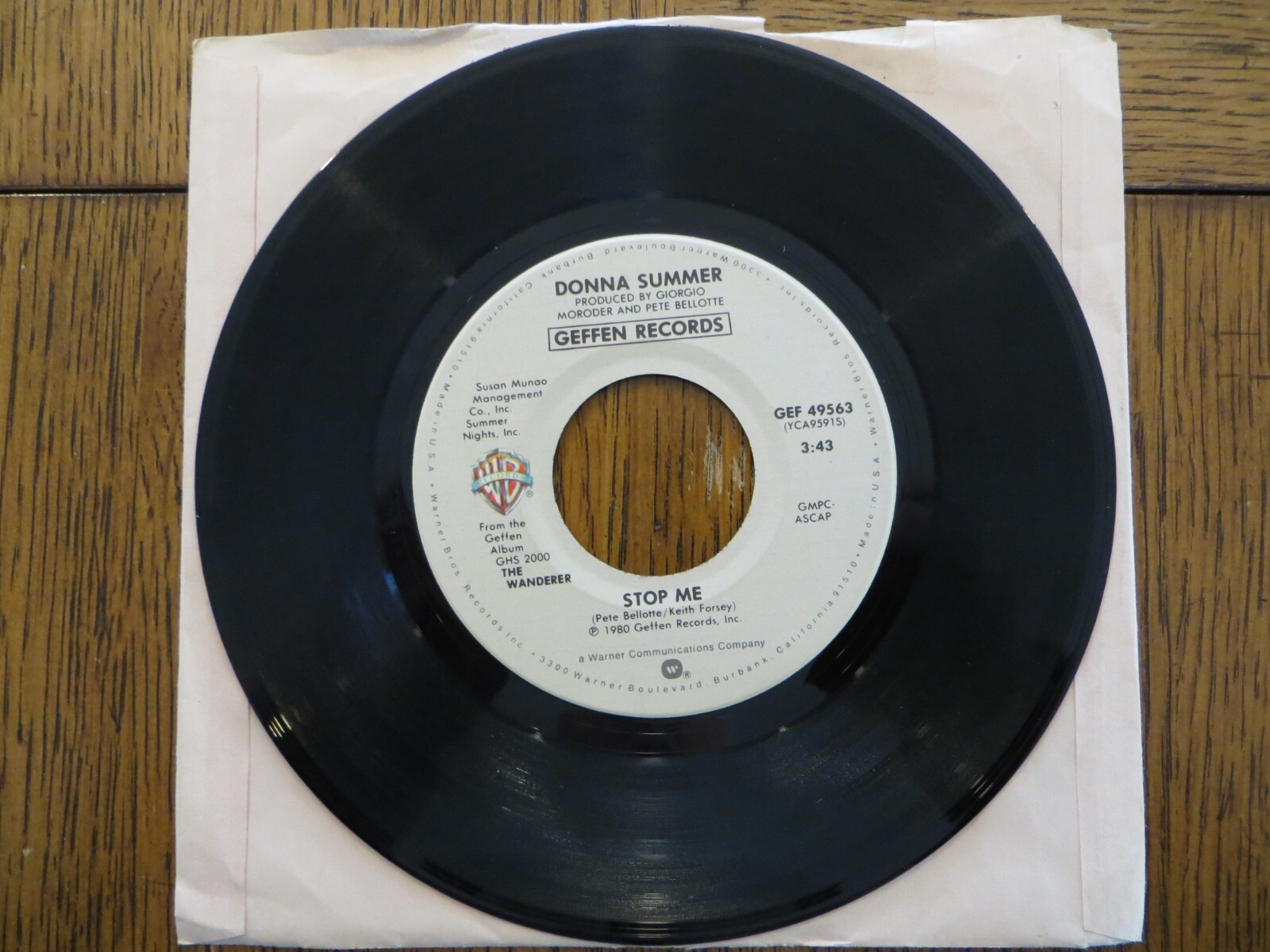 Donna Summer – The Wanderer / Stop Me – 1980 – Geffen Records GEF49563 7″ Single
