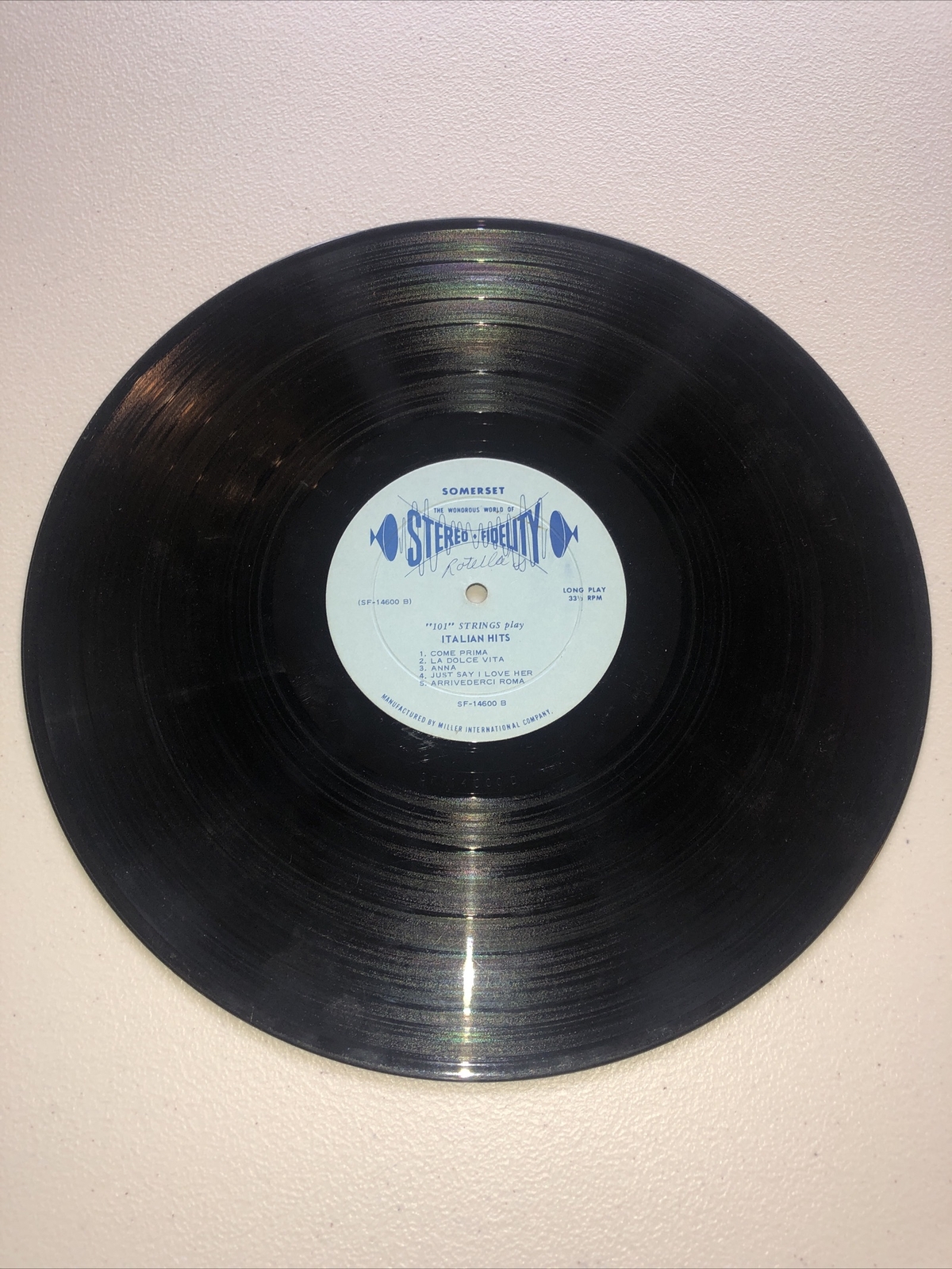 101 Strings “Italian Hits” (Vinyl 1st “Stereo” Rel-1961 / SF-14600) Record Only