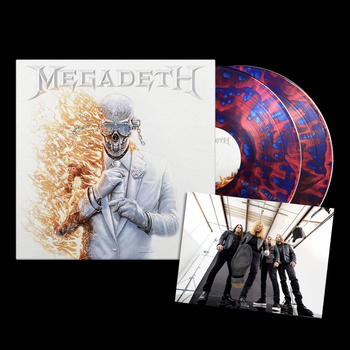 MEGADETH: Limited Ghostly Red & Blue Vinyl LP + SIGNED Art Card Autographed