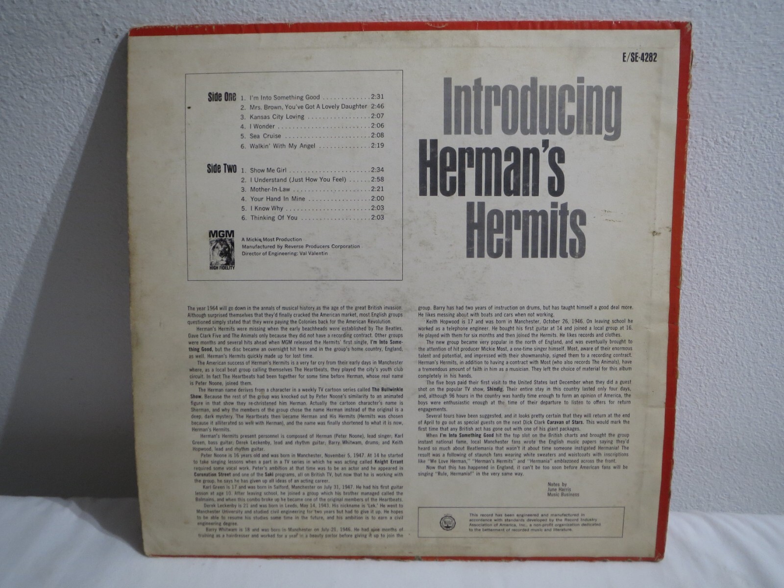 Introducing Herman’s Hermits – MGM – SE-4282 Vinyl LP Album 2nd Cover Mono 1965