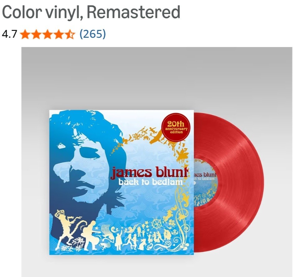 New. James Blunt Back to Bedlam (Vinyl) 20th Anniversary Edition. Remastered.