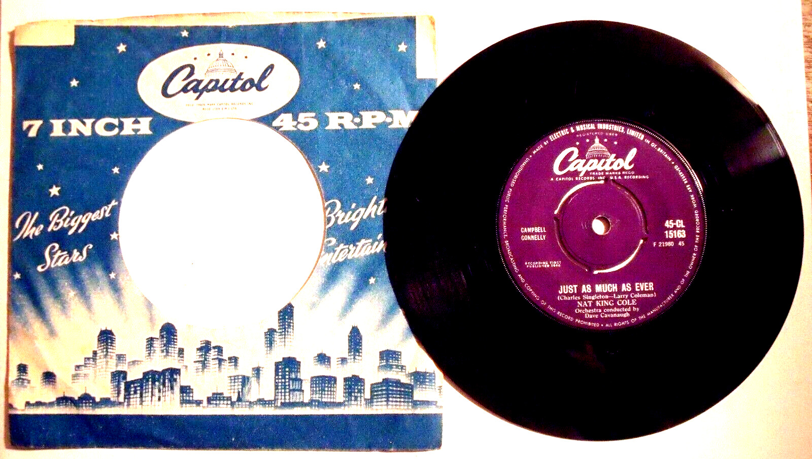 Nat King Cole – Just As Much As Ever – 1st Pressing – 7″ Vinyl – Excellent