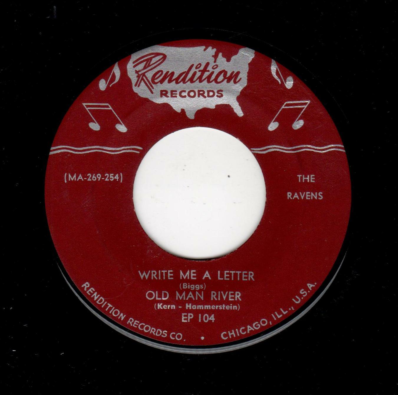 EXTREMELY RARE EARLY DOOWOP EP-RAVENS-WRITE ME A LETTER/OLD MAN RIVER-FOR YOU/WO